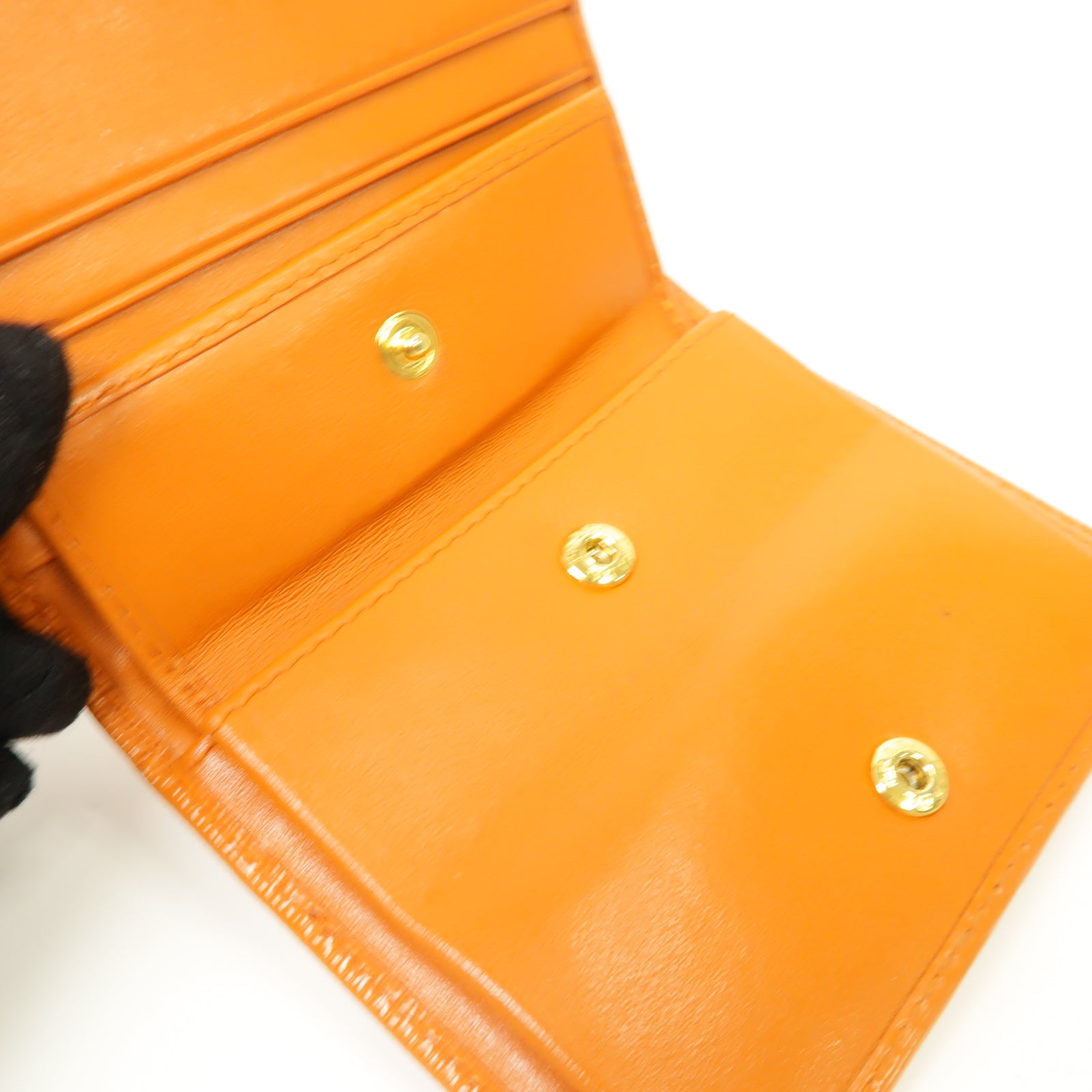 PRADA 牛皮皮革Wallet金扣錢包橙色