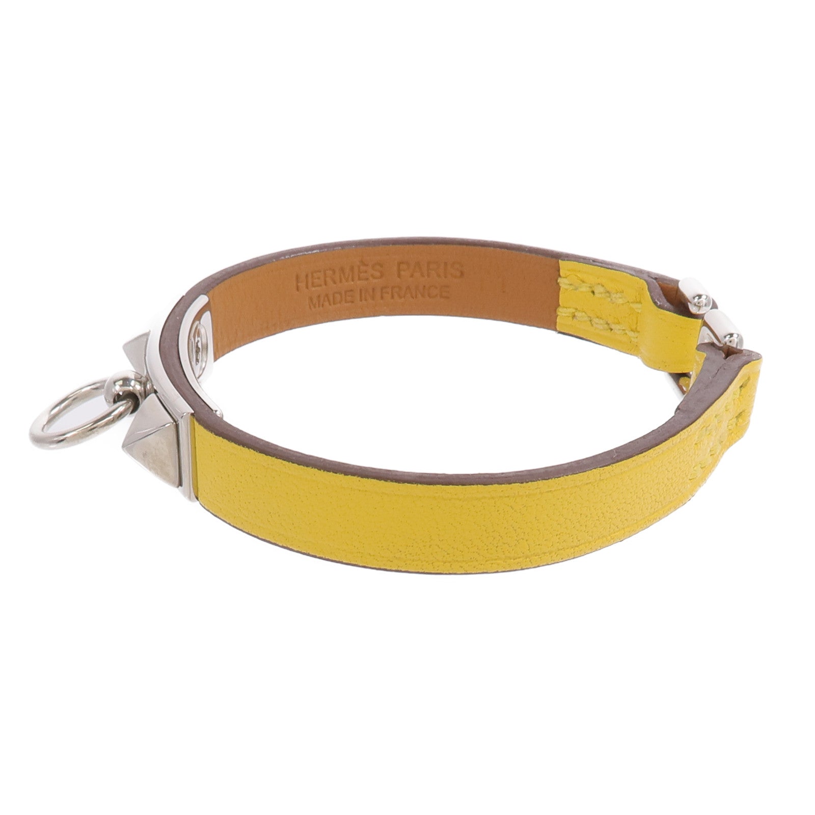 HERMES Swift皮革Rivale Mini Bracelet手帶Jaune Ambre