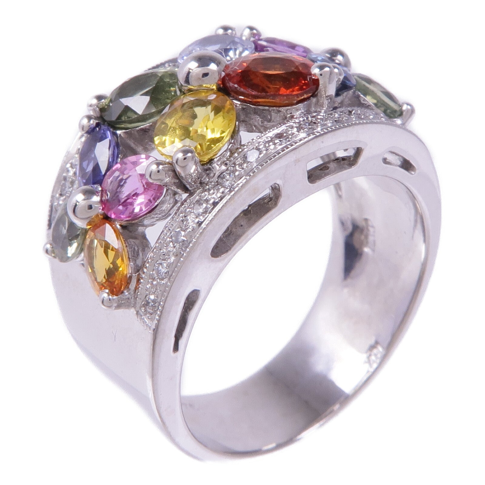 JEWELRY 18K白金Multi Stone Ring多顆寶石戒指US#6.75