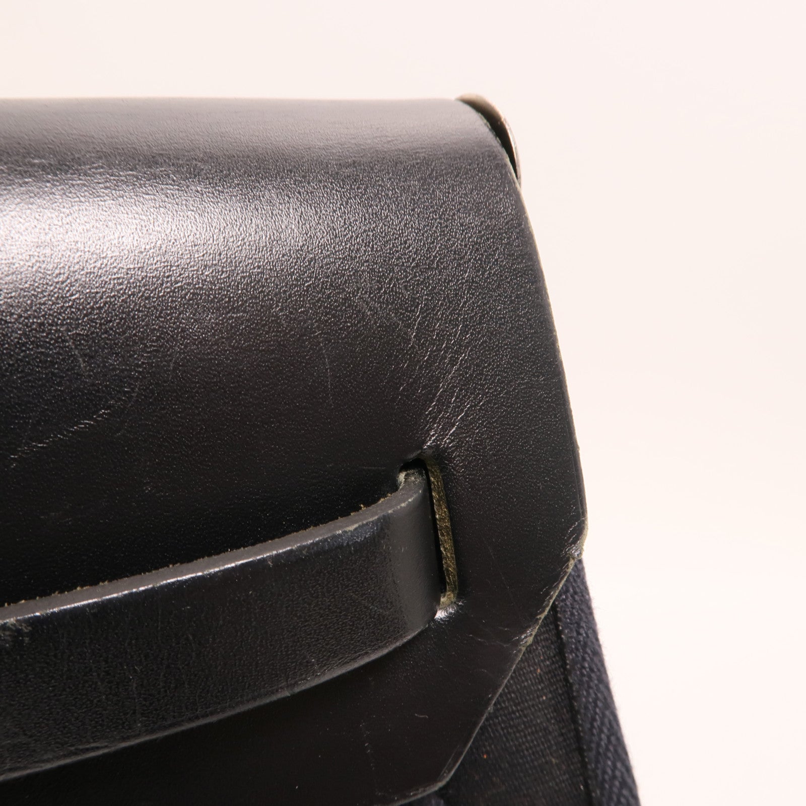 HERMES 帆布Herbag 31銀扣手挽肩背兩用袋Noir