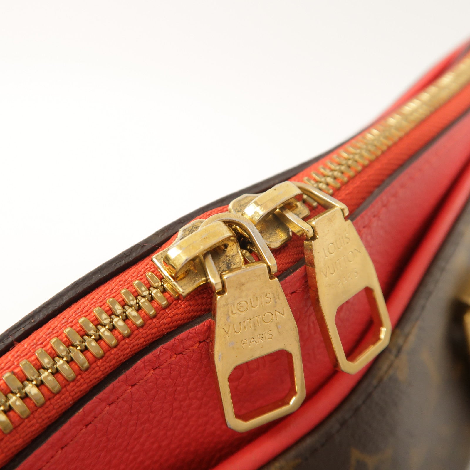 LOUIS VUITTON Monogram Pallas金扣手挽肩背兩用袋棕色/紅色