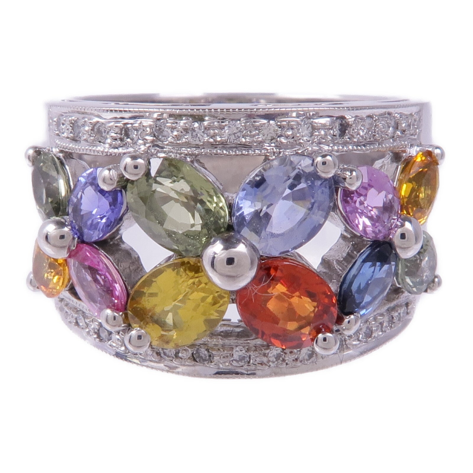 JEWELRY 18K白金Multi Stone Ring多顆寶石戒指US#6.75