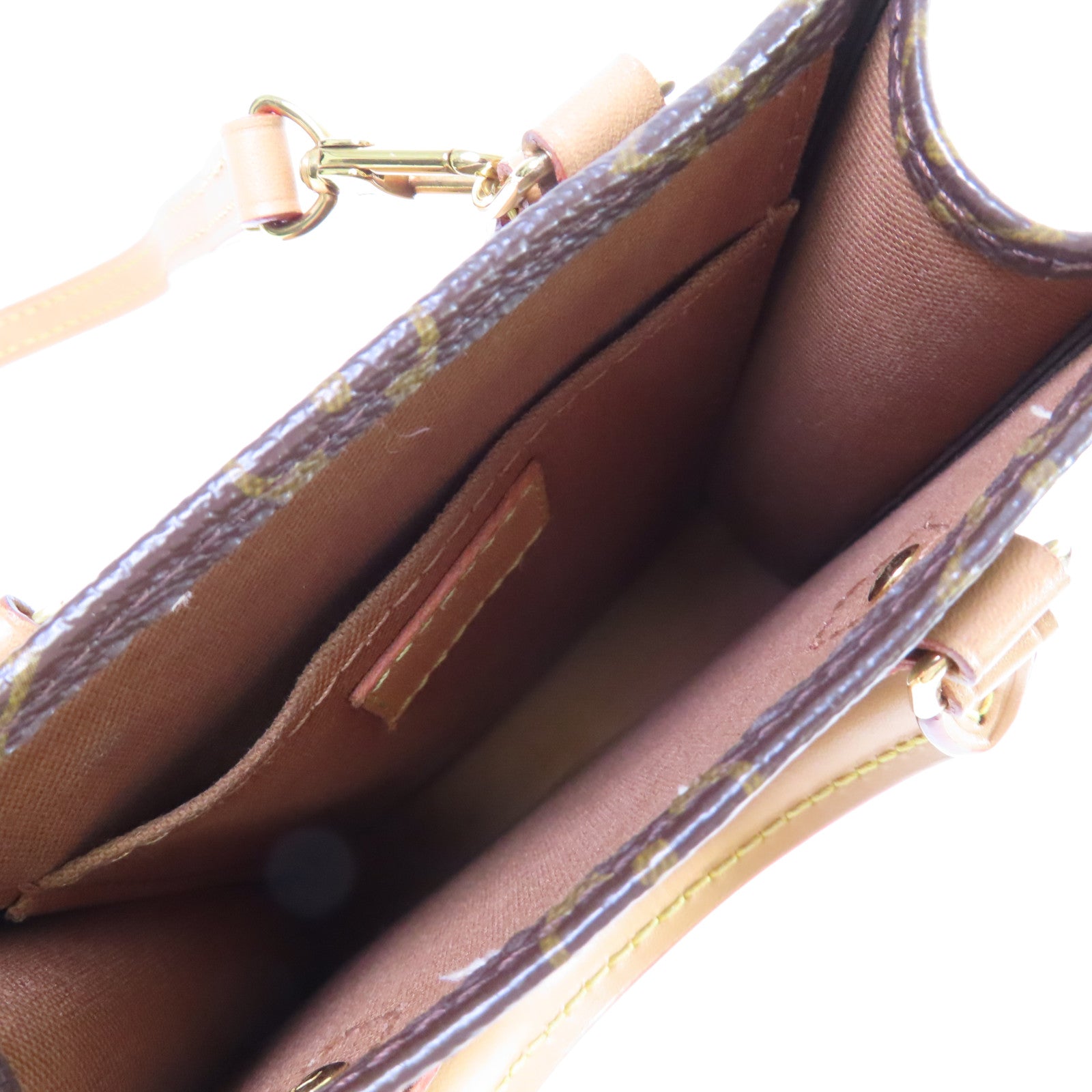 LOUIS VUITTON 【激減優惠】Monogram Petit Sac Plat 2Way Shoulder Bag金扣手挽肩背兩用袋啡色