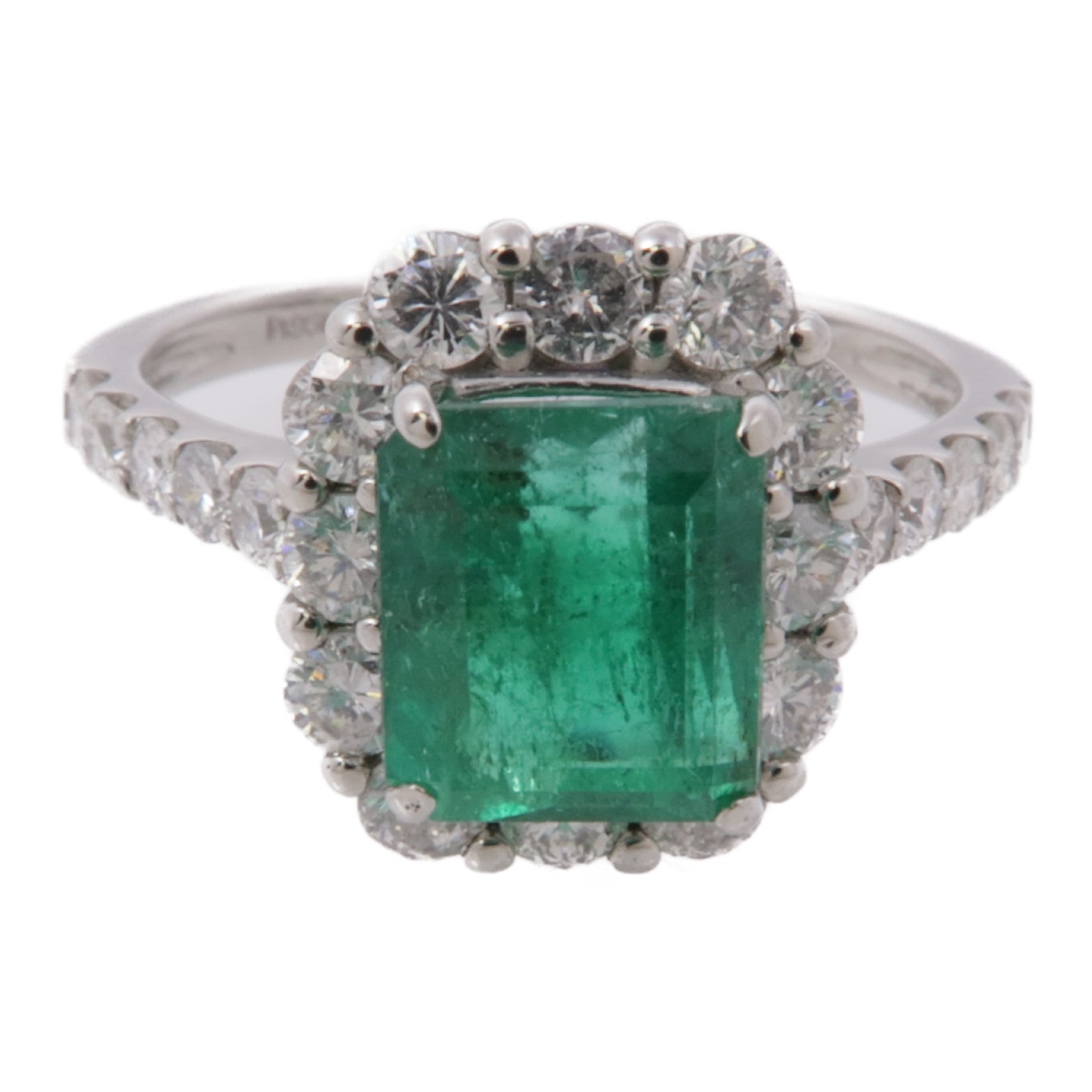 JEWELRY PT950鉑金Emerald Diamond Ring綠寶石/鑽石戒指US#6