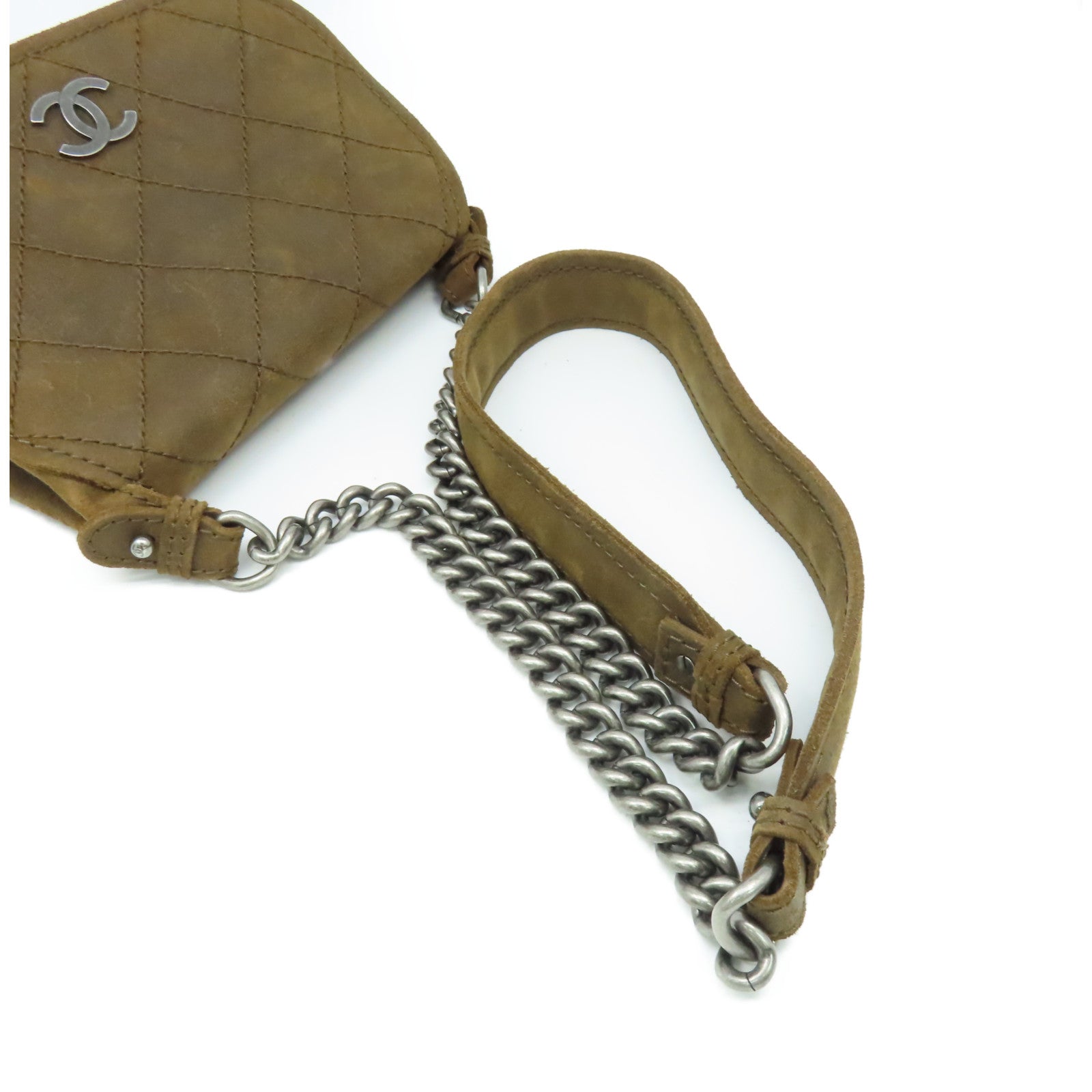 CHANEL 【清倉大減價】菱格牛皮皮革Shoulder Bag銀扣鏈帶肩背袋啡色