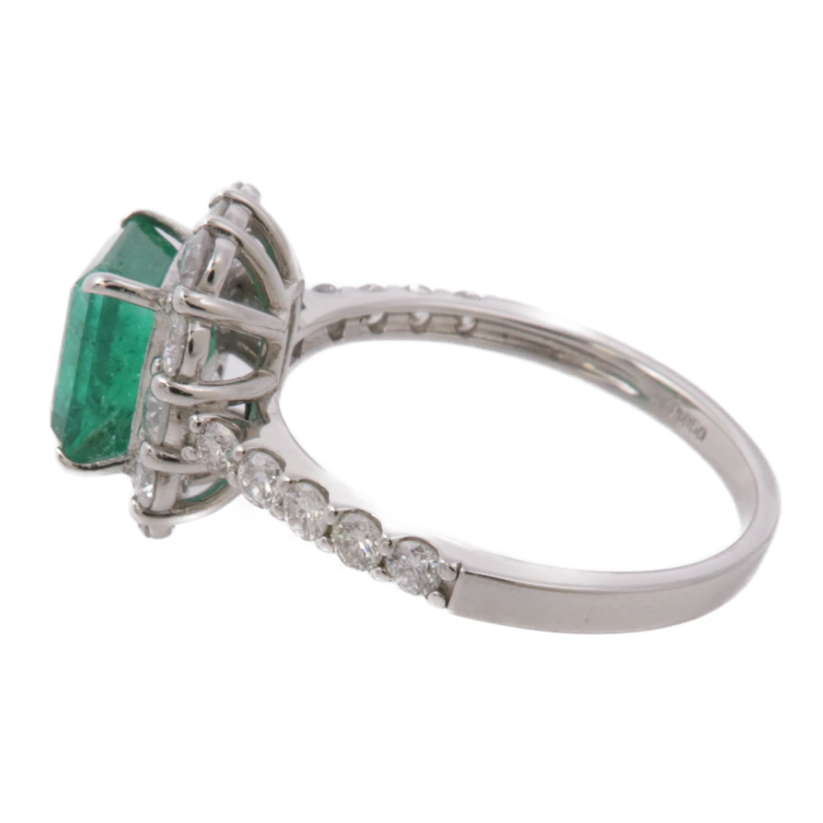 JEWELRY PT950鉑金Emerald Diamond Ring綠寶石/鑽石戒指US#6