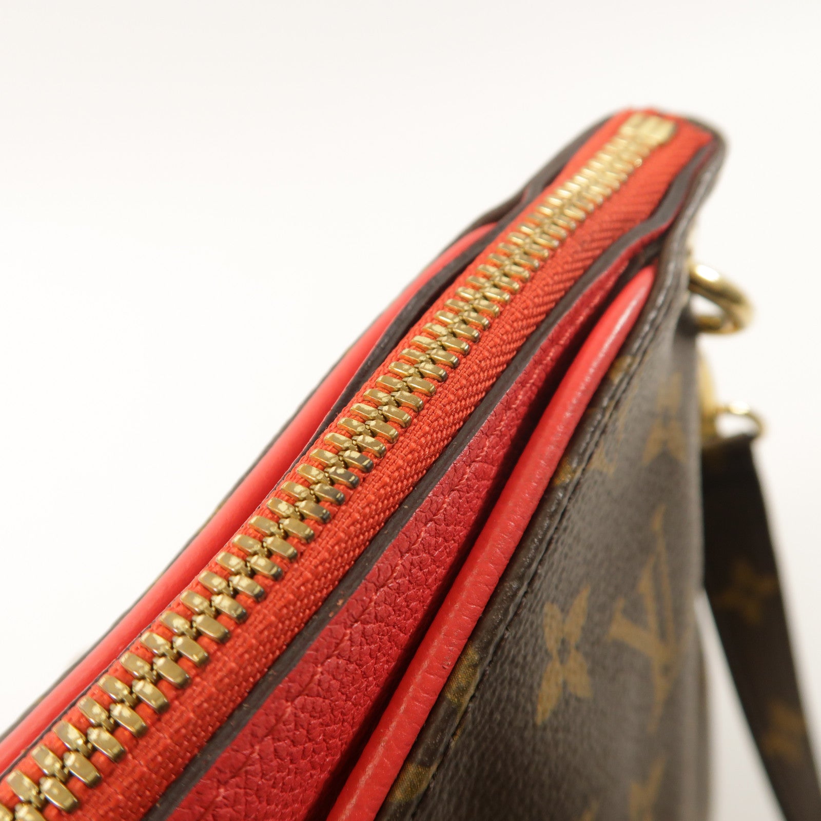 LOUIS VUITTON Monogram Pallas金扣手挽肩背兩用袋棕色/紅色