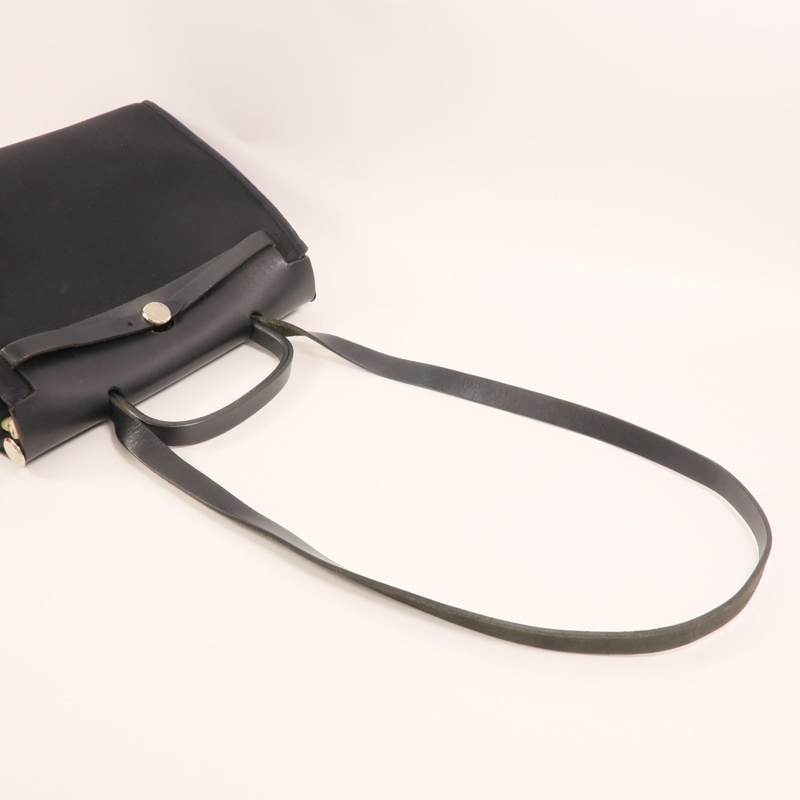 HERMES 帆布Herbag 31銀扣手挽肩背兩用袋Noir