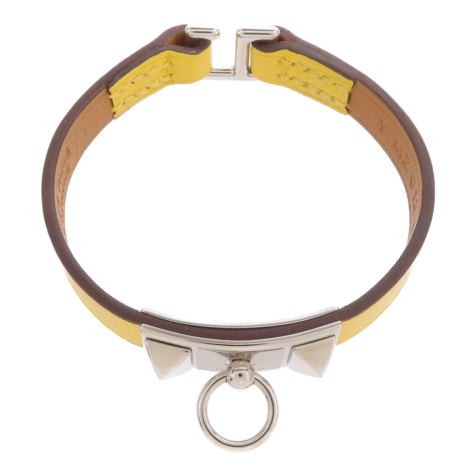 HERMES Swift皮革Rivale Mini Bracelet手帶Jaune Ambre