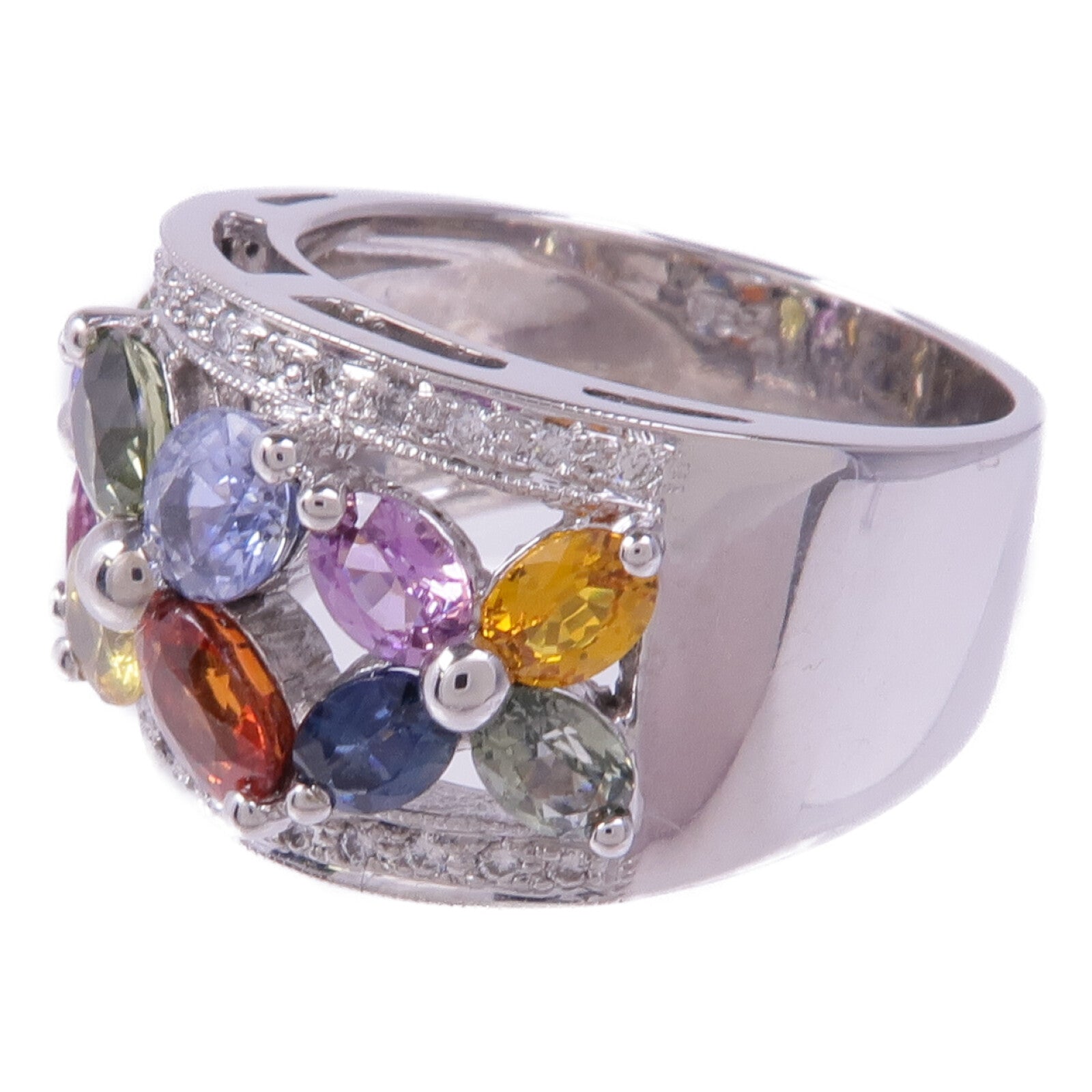 JEWELRY 18K白金Multi Stone Ring多顆寶石戒指US#6.75