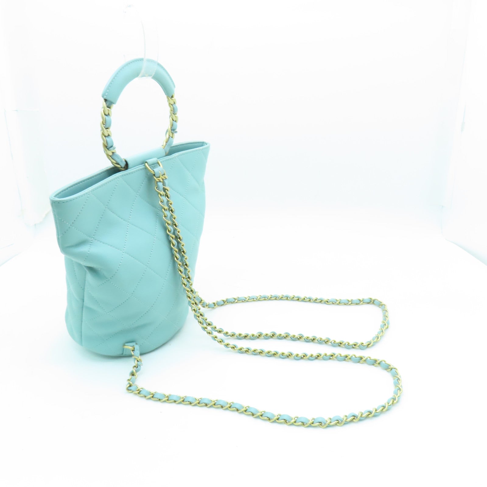 CHANEL 【清倉大減價】菱格牛皮皮革Backpack金扣背包綠色