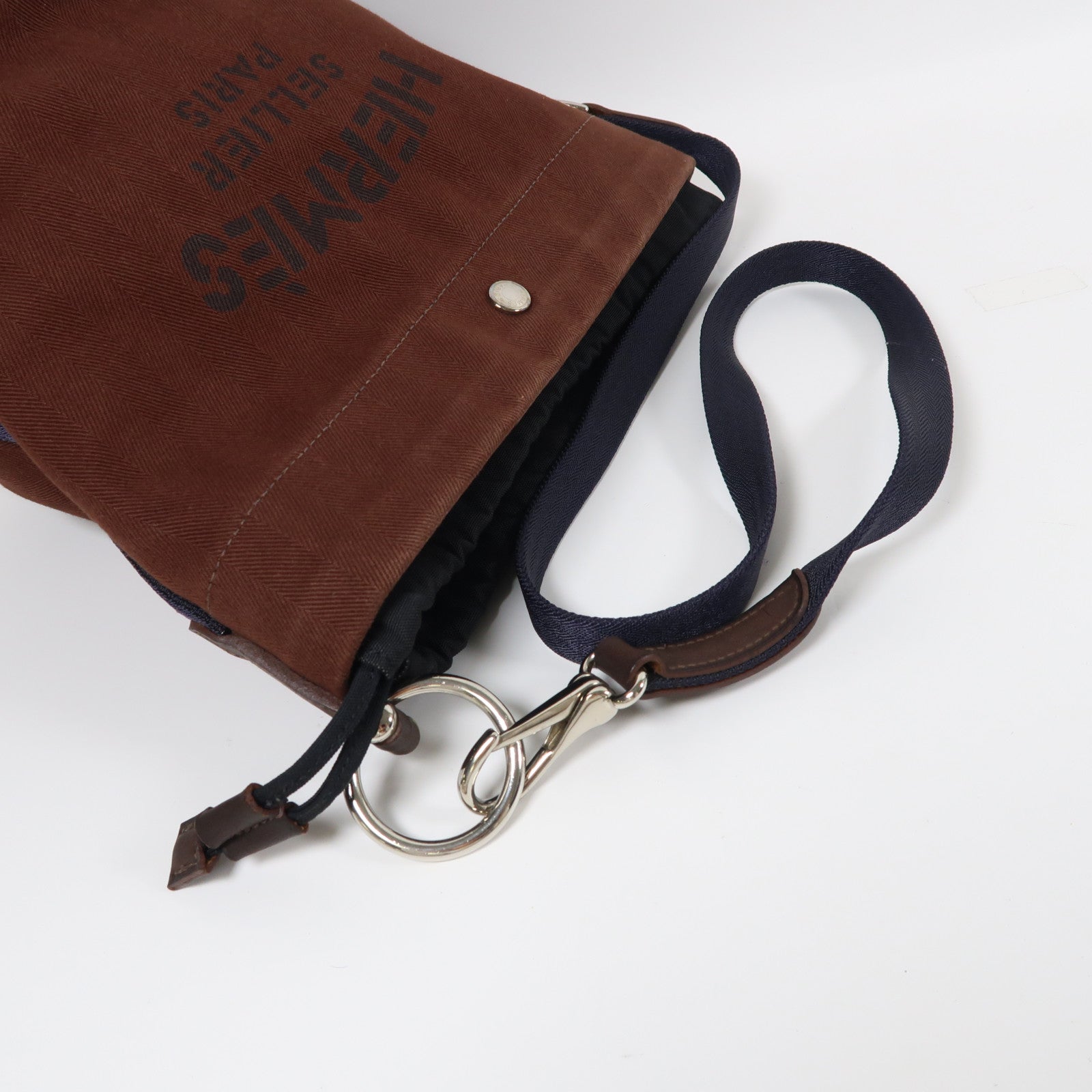 HERMES 帆布Bolso De Aseo銀扣肩背袋啡色