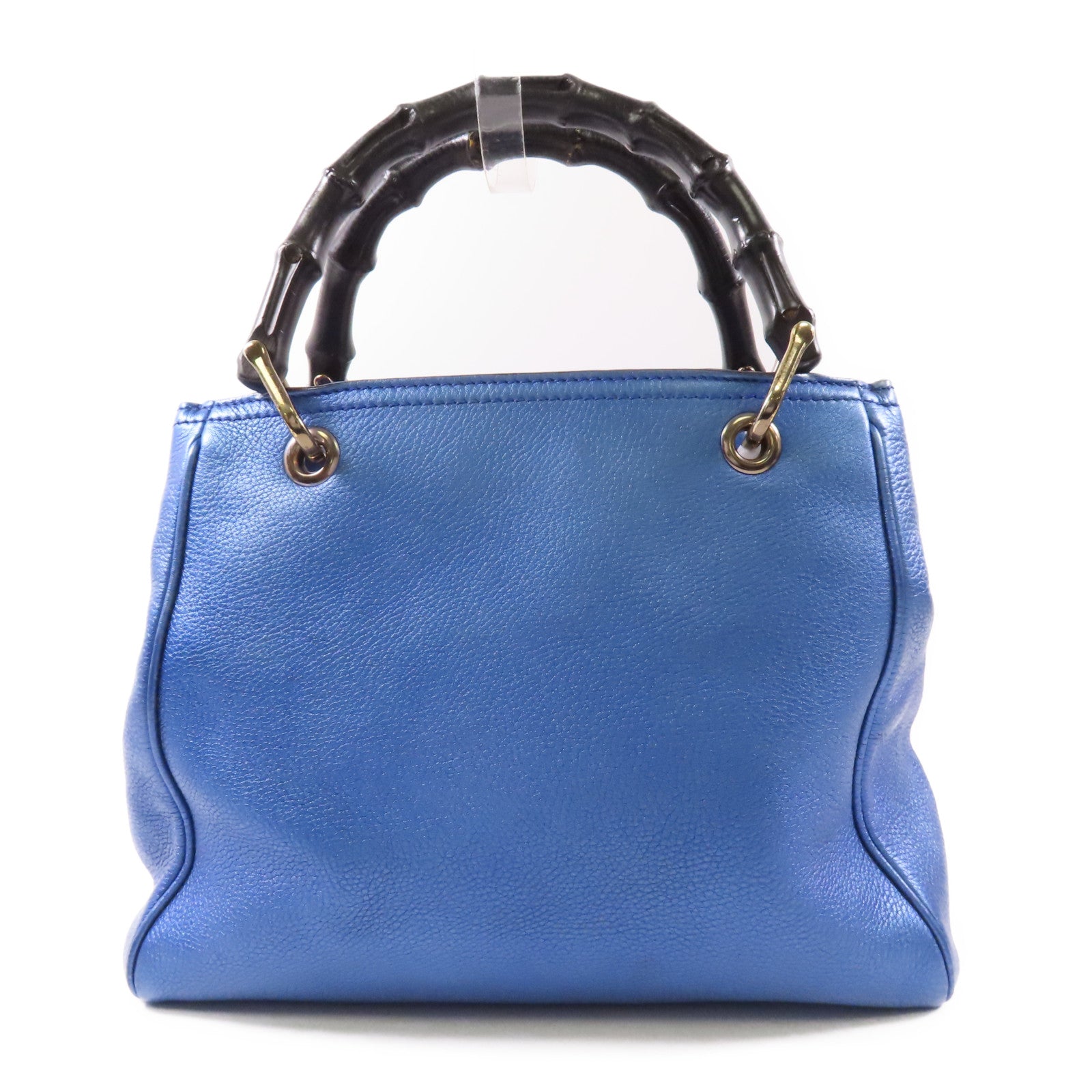 GUCCI GG Bamboo Handbag 336032 Calfskin Leather Blue