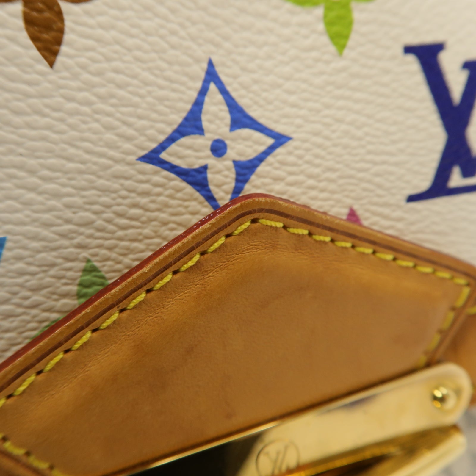 LOUIS VUITTON Monogram Multicolore Rita金扣手挽肩背兩用袋白色