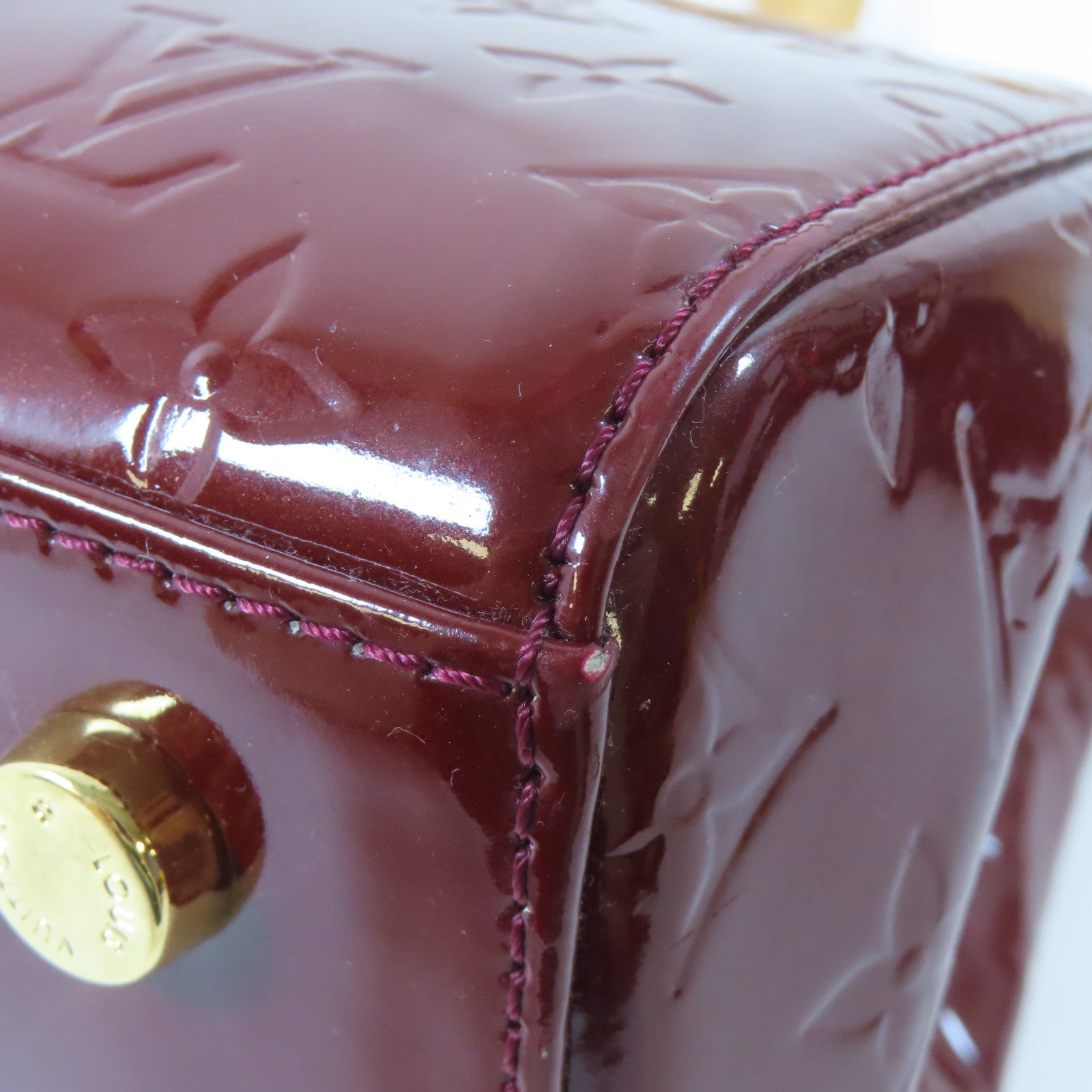 LOUIS VUITTON Vernis Brea金扣手挽肩背兩用袋紅色