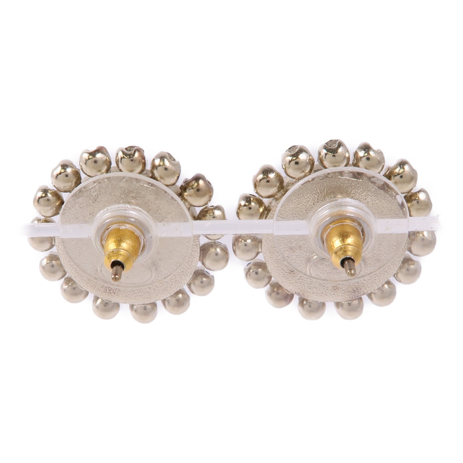 CHANEL CC Earrings PVC Metal Gold White Crystal