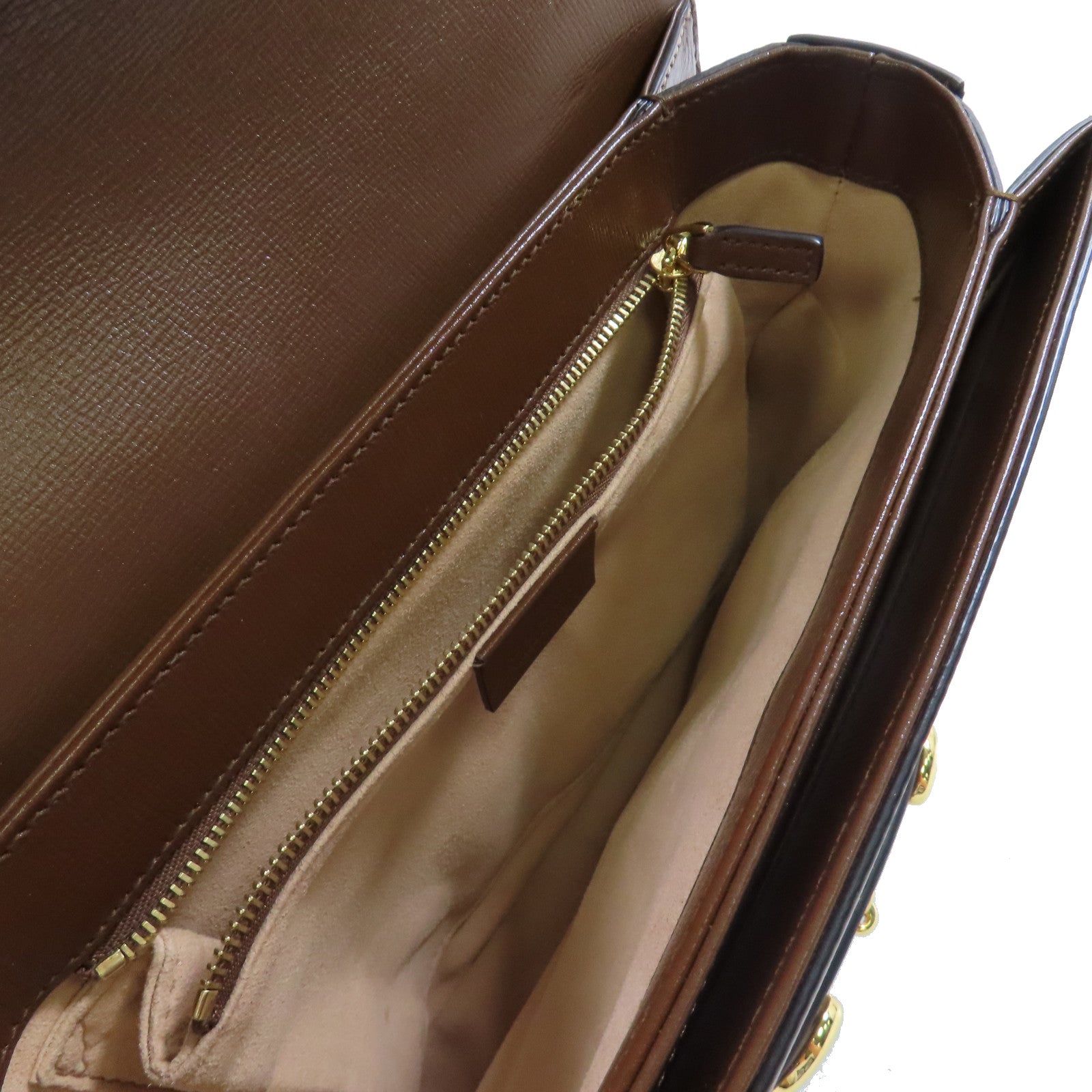 GUCCI 【激減優惠】塗層帆布Horsebit 1955 Shoulder Bag金扣肩背袋啡色