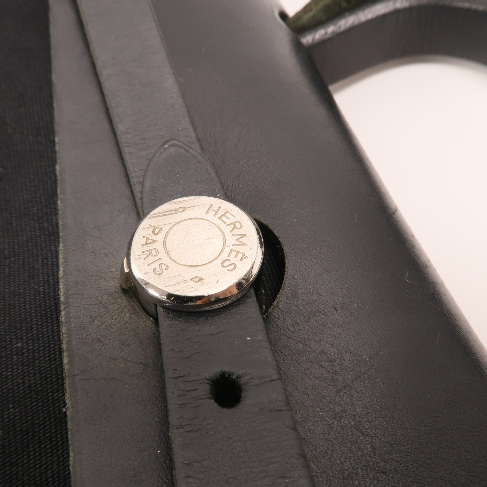 HERMES 帆布Herbag 31銀扣手挽肩背兩用袋Noir