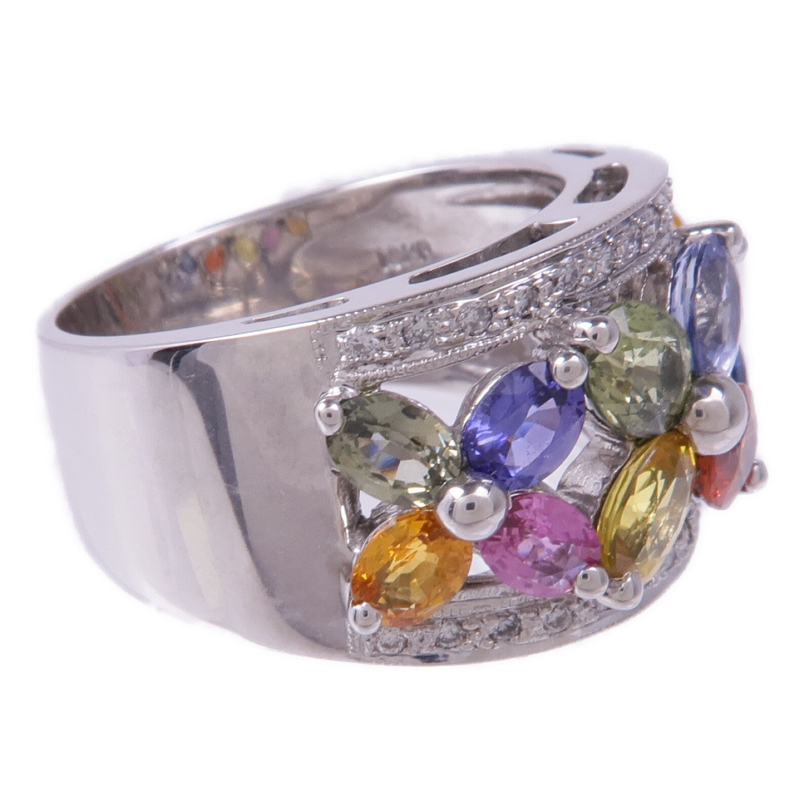 JEWELRY 18K白金Multi Stone Ring多顆寶石戒指US#6.75