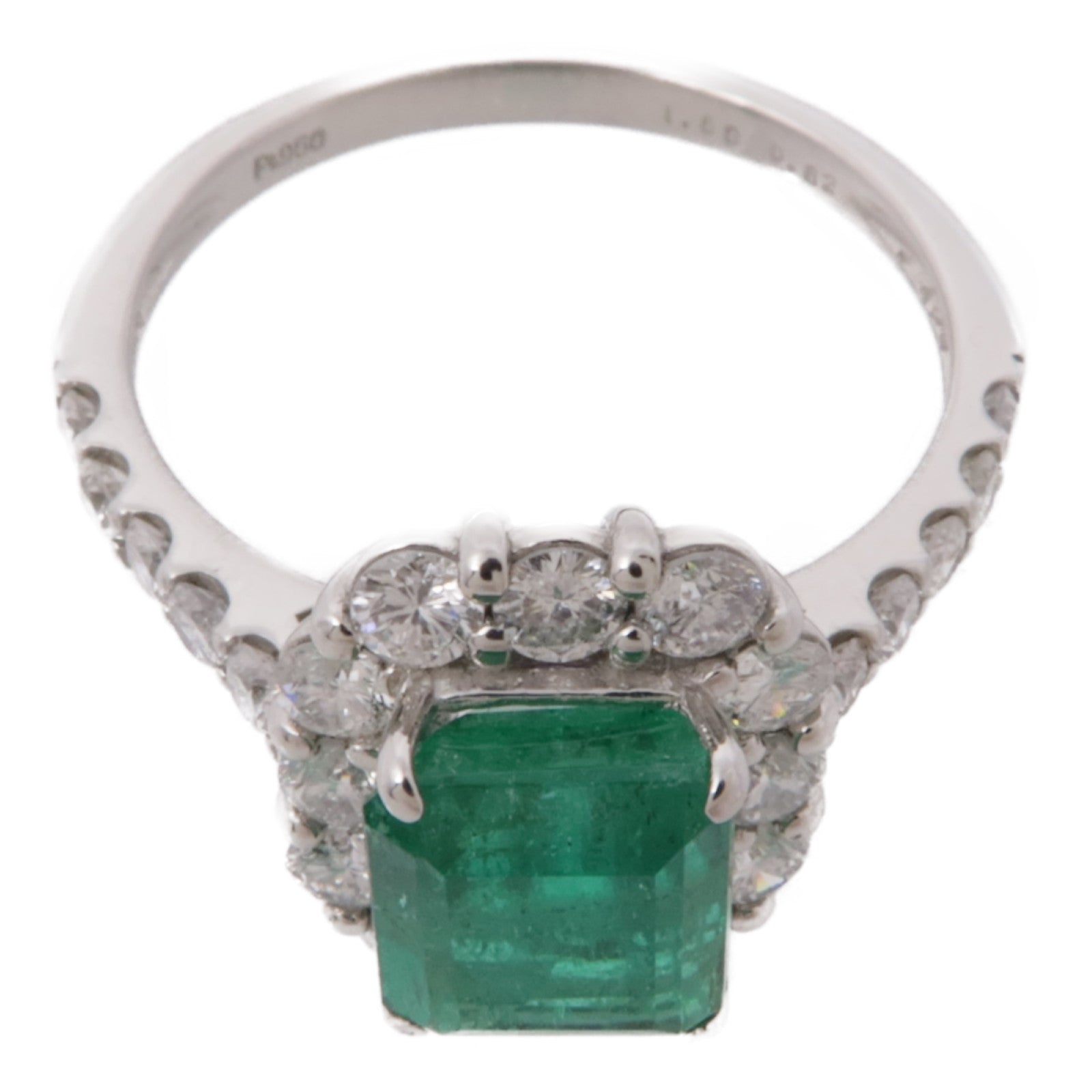 JEWELRY PT950鉑金Emerald Diamond Ring綠寶石/鑽石戒指US#6