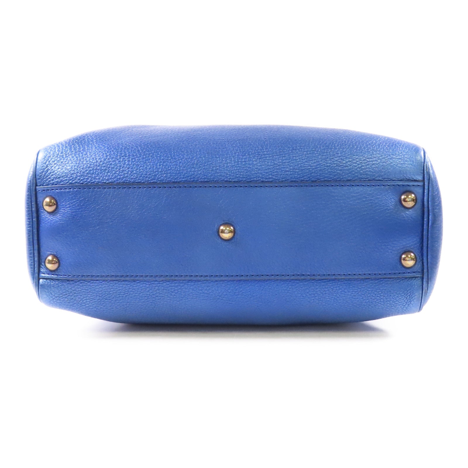 GUCCI GG Bamboo Handbag 336032 Calfskin Leather Blue