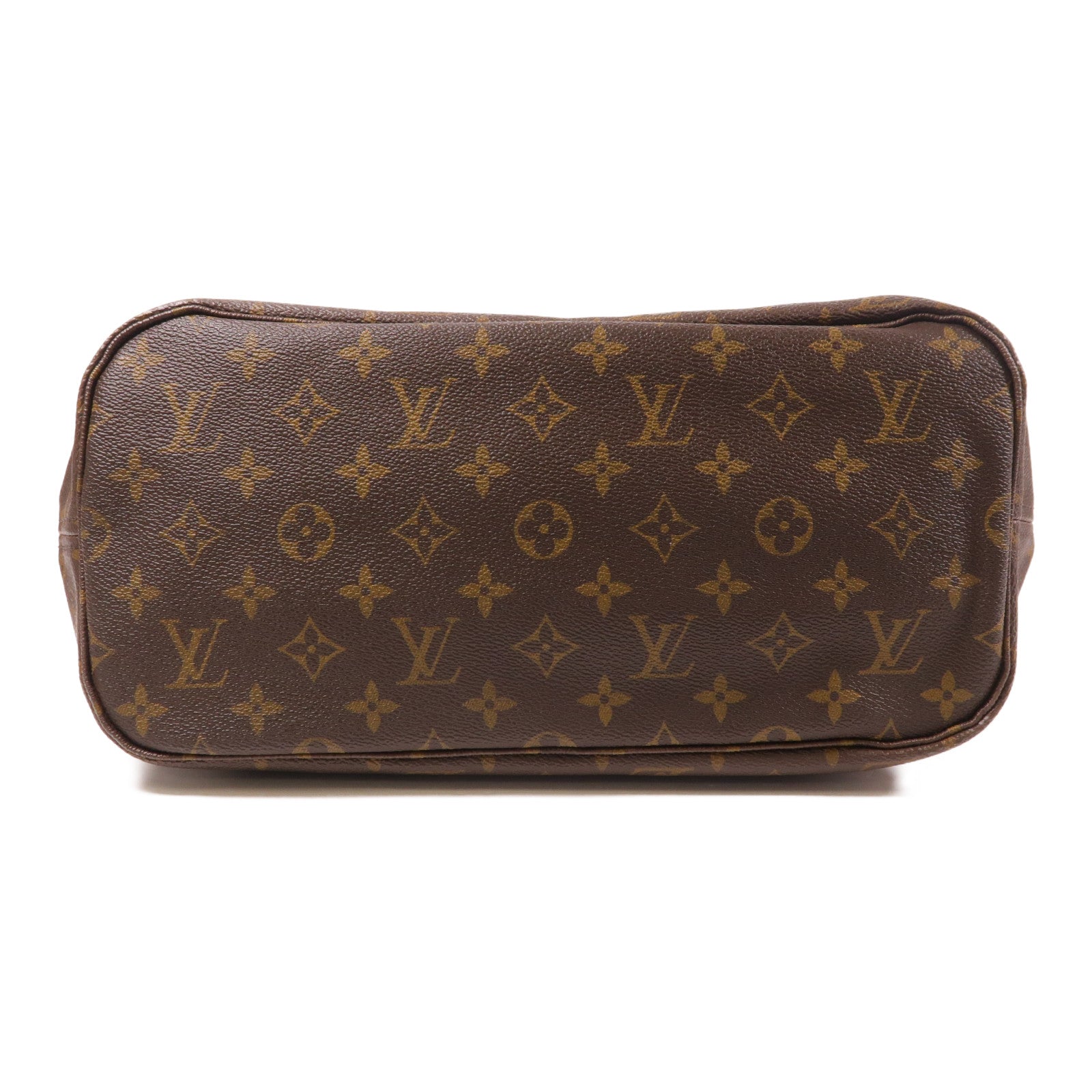 LOUIS VUITTON Monogram Neverfull MM金扣手挽袋棕色