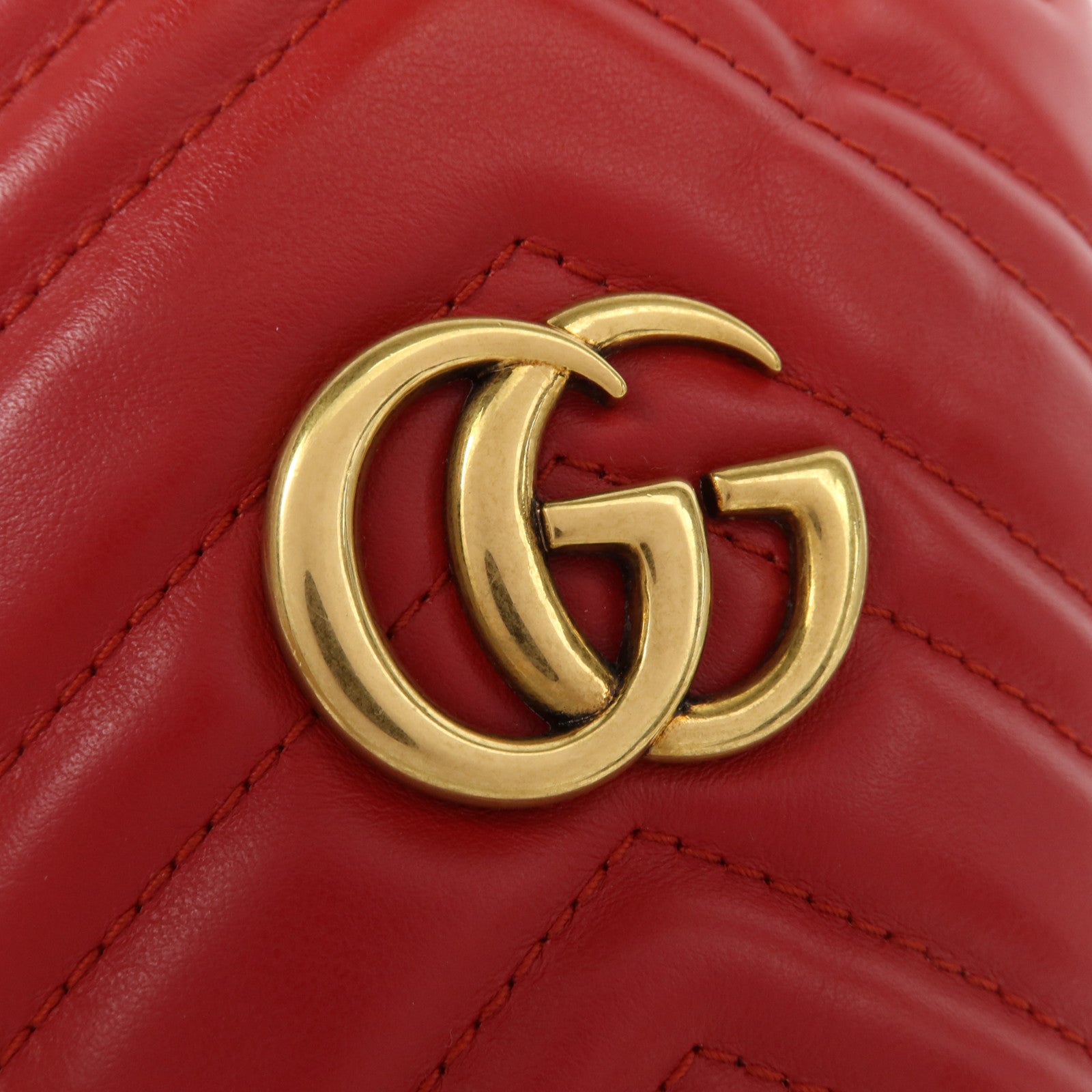 GUCCI 牛皮皮革GG Marmont Mini Shoulder Bag金扣鏈帶肩背袋