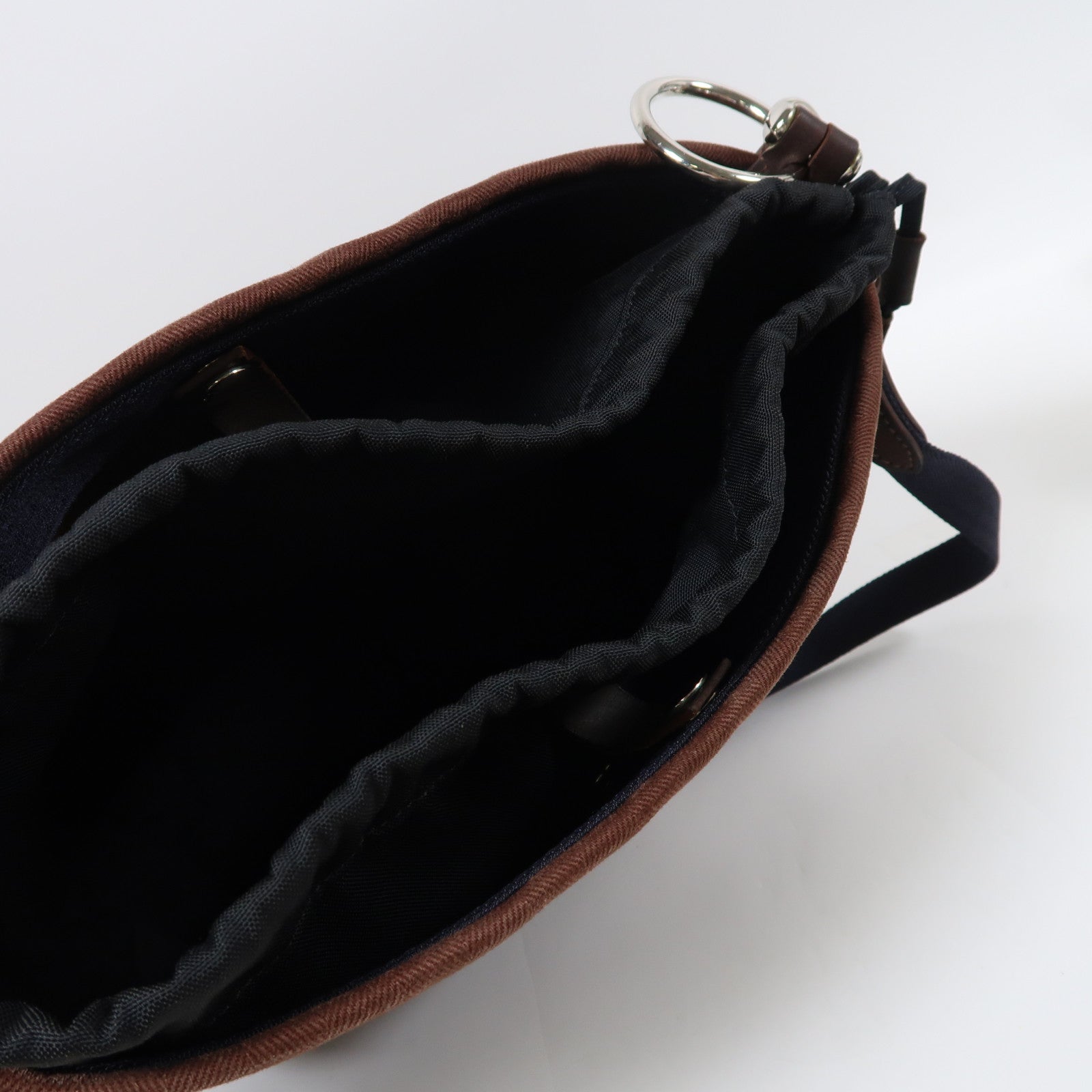 HERMES 帆布Bolso De Aseo銀扣肩背袋啡色