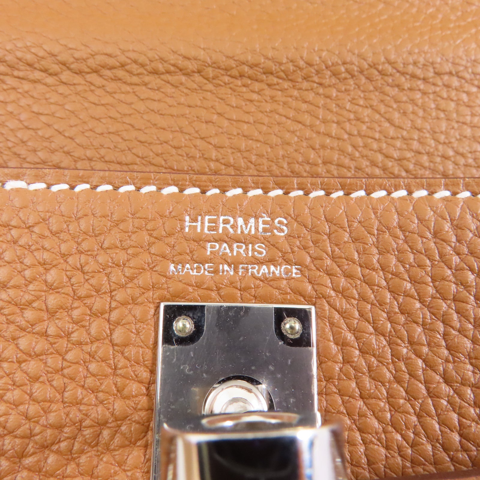HERMES Togo皮革Kelly 25銀扣手挽肩背兩用袋Gold/棕色