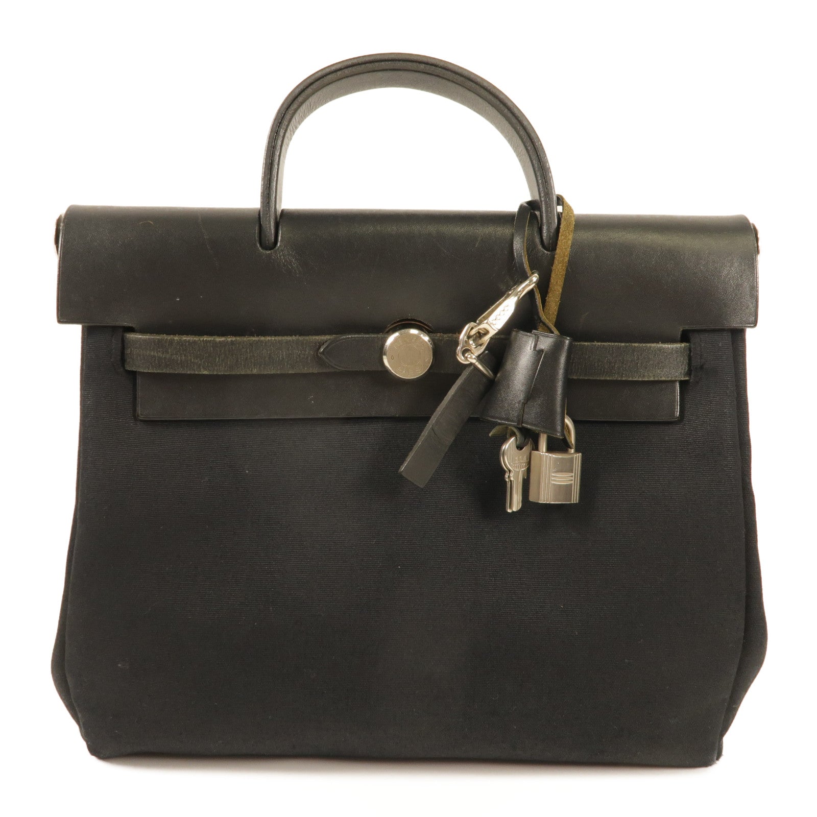 HERMES 帆布Herbag銀扣背包