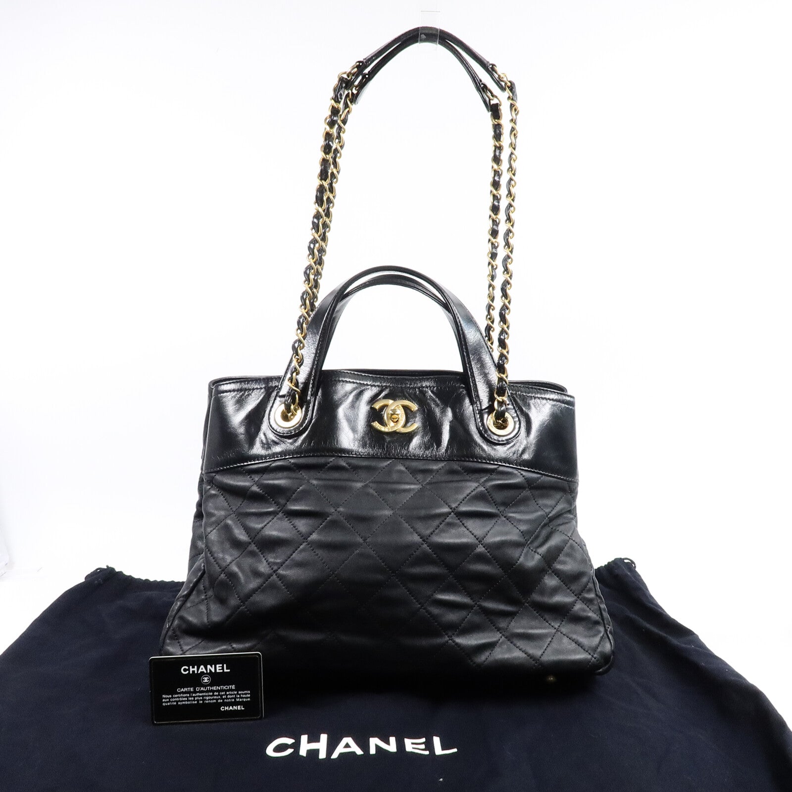 CHANEL 牛皮皮革2 Way Shoulder Bag鏈帶手挽肩背兩用袋