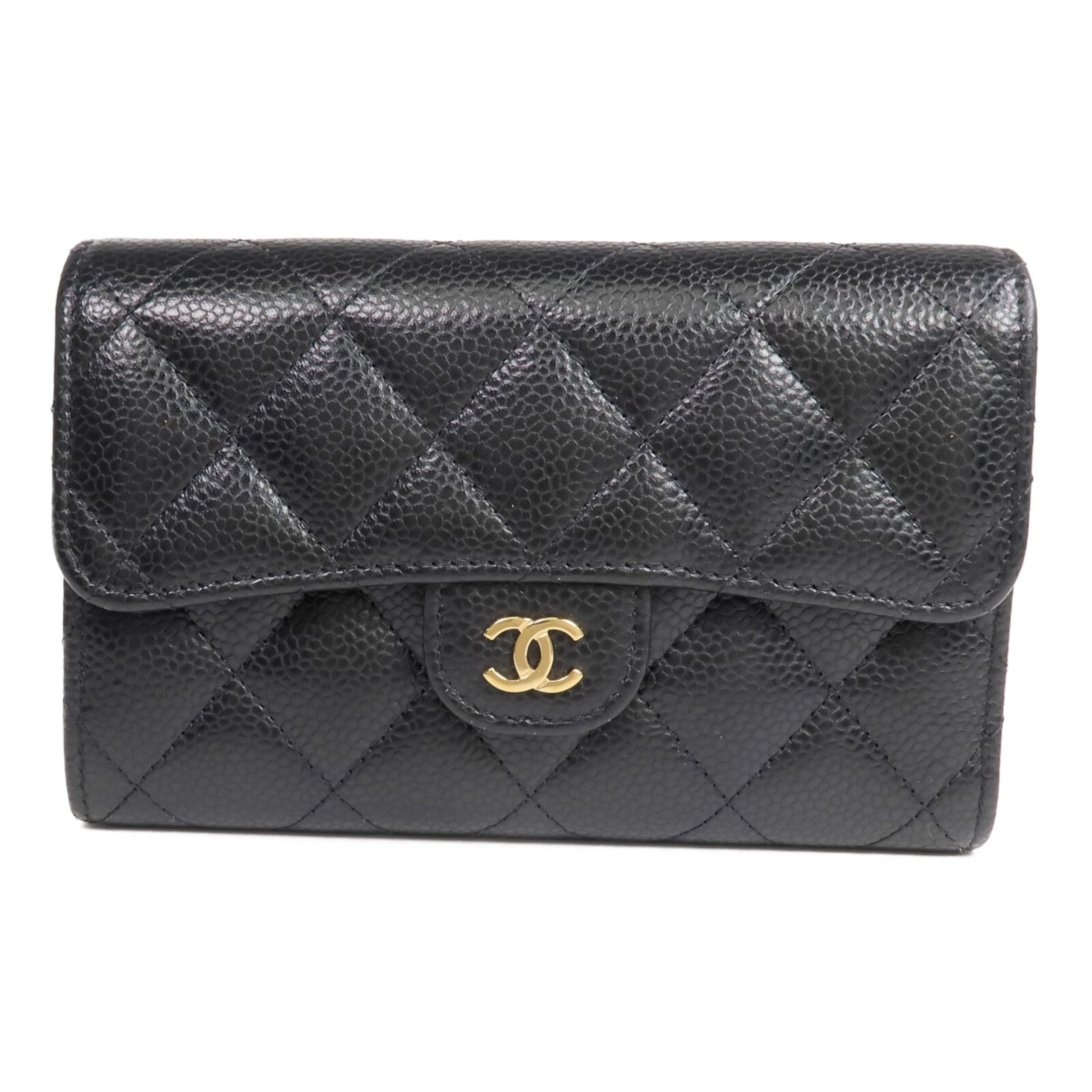 CHANEL 牛皮皮革Long Wallet金扣長錢包