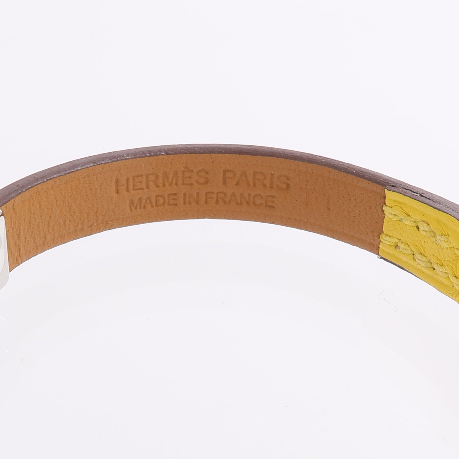 HERMES Swift皮革Rivale Mini Bracelet手帶Jaune Ambre