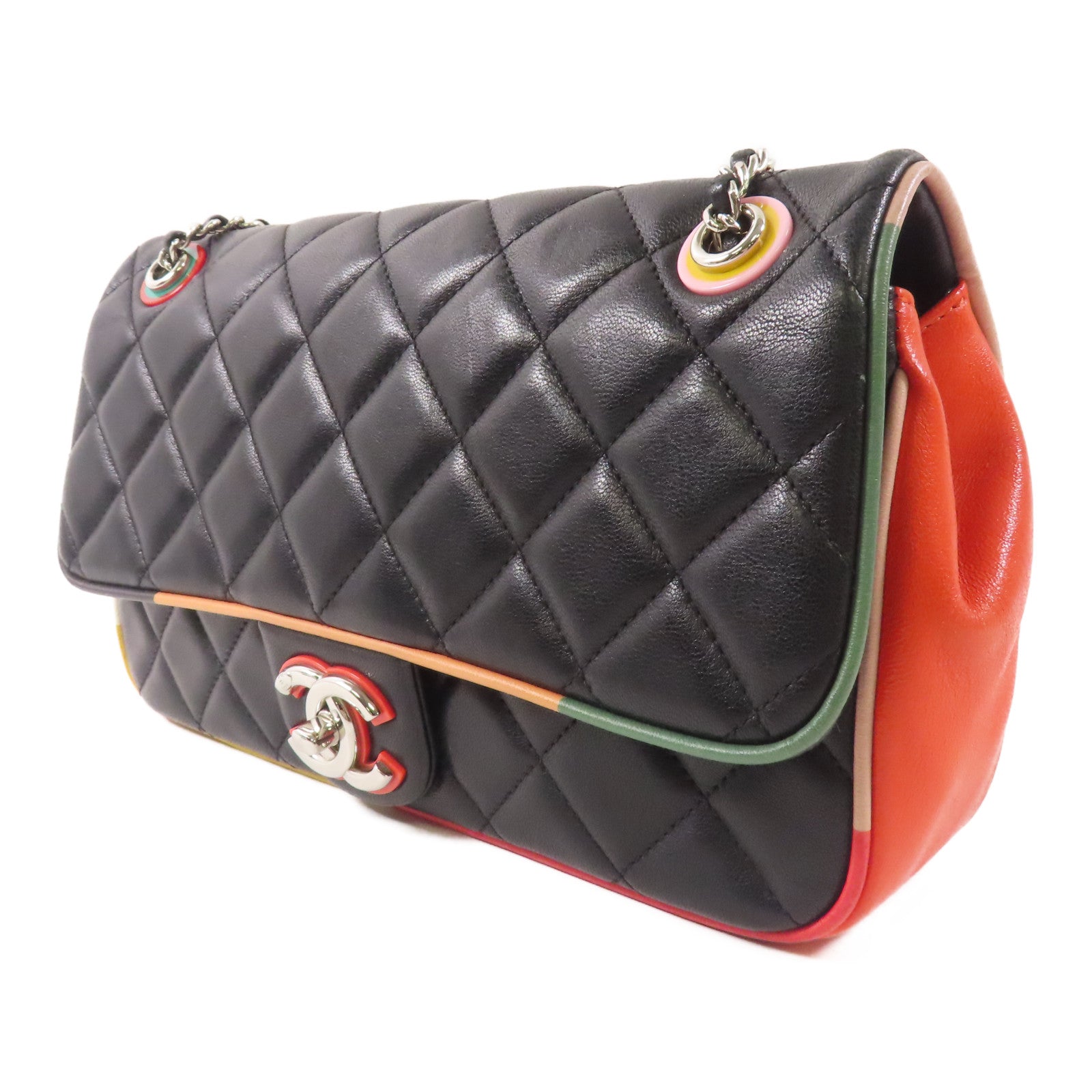 CHANEL 皮革Chain Shoulder Bag銀扣鏈帶肩背袋