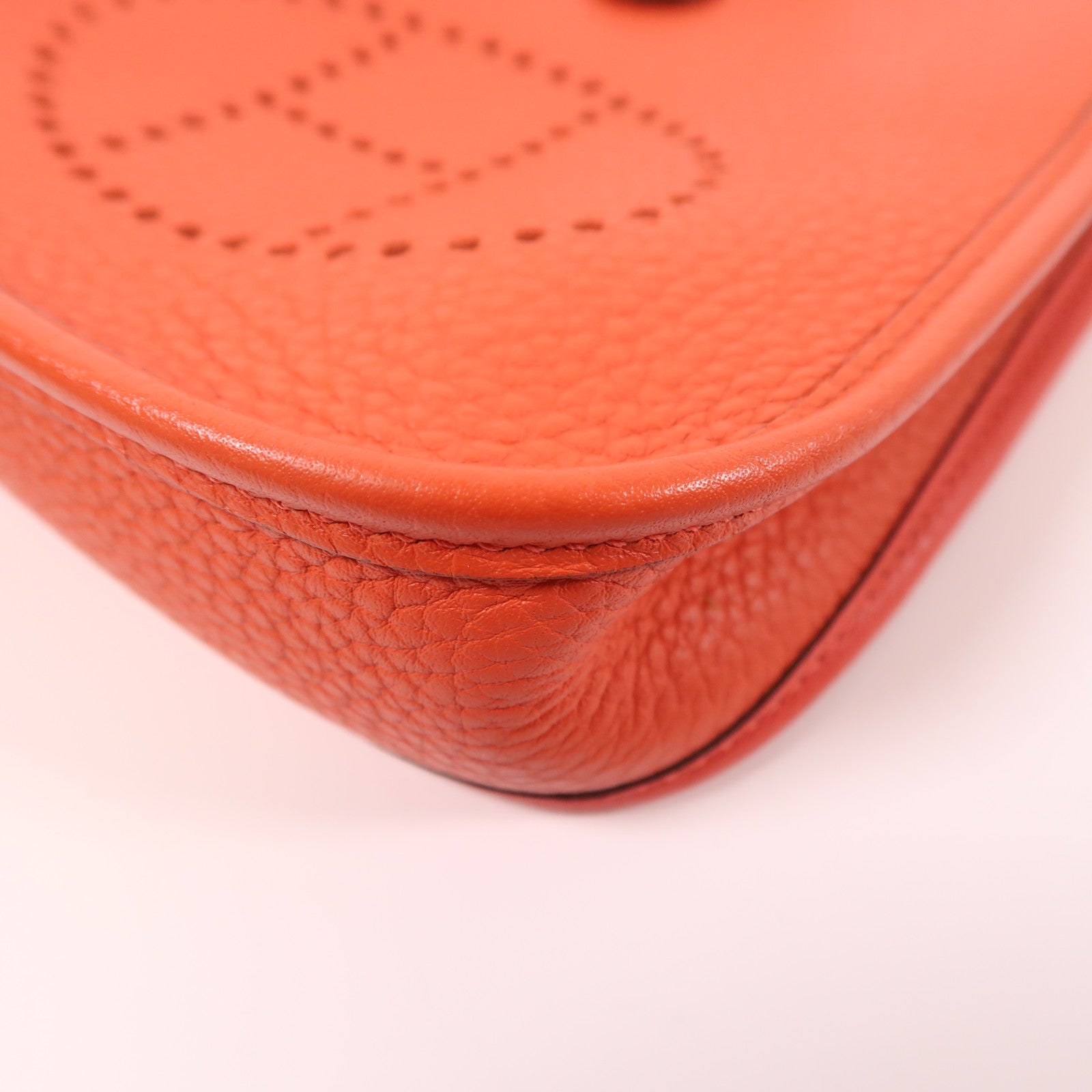 HERMES Clemence皮革Evelyne TPM銀扣肩背袋9J Feu
