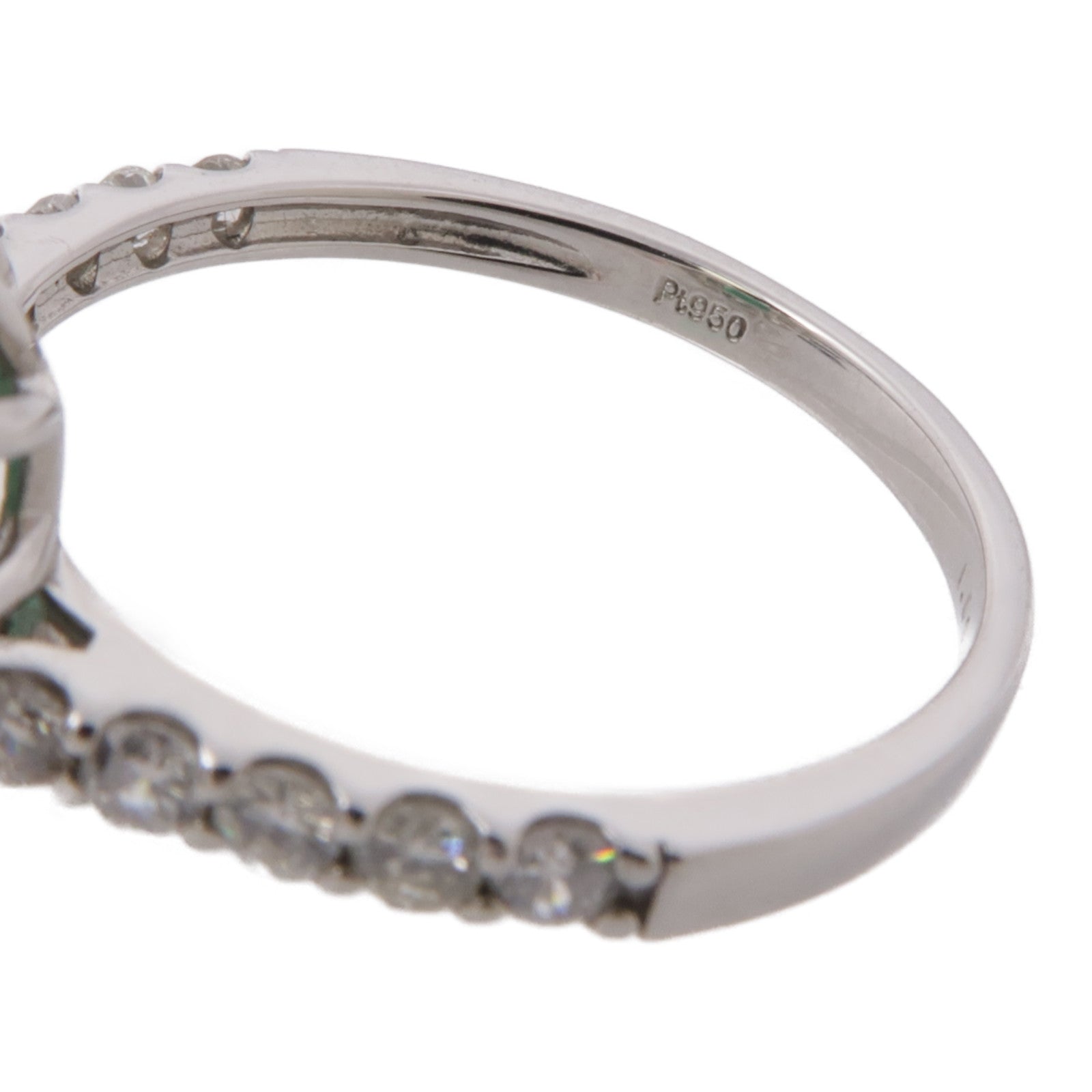 JEWELRY PT950鉑金Emerald Diamond Ring綠寶石/鑽石戒指US#6