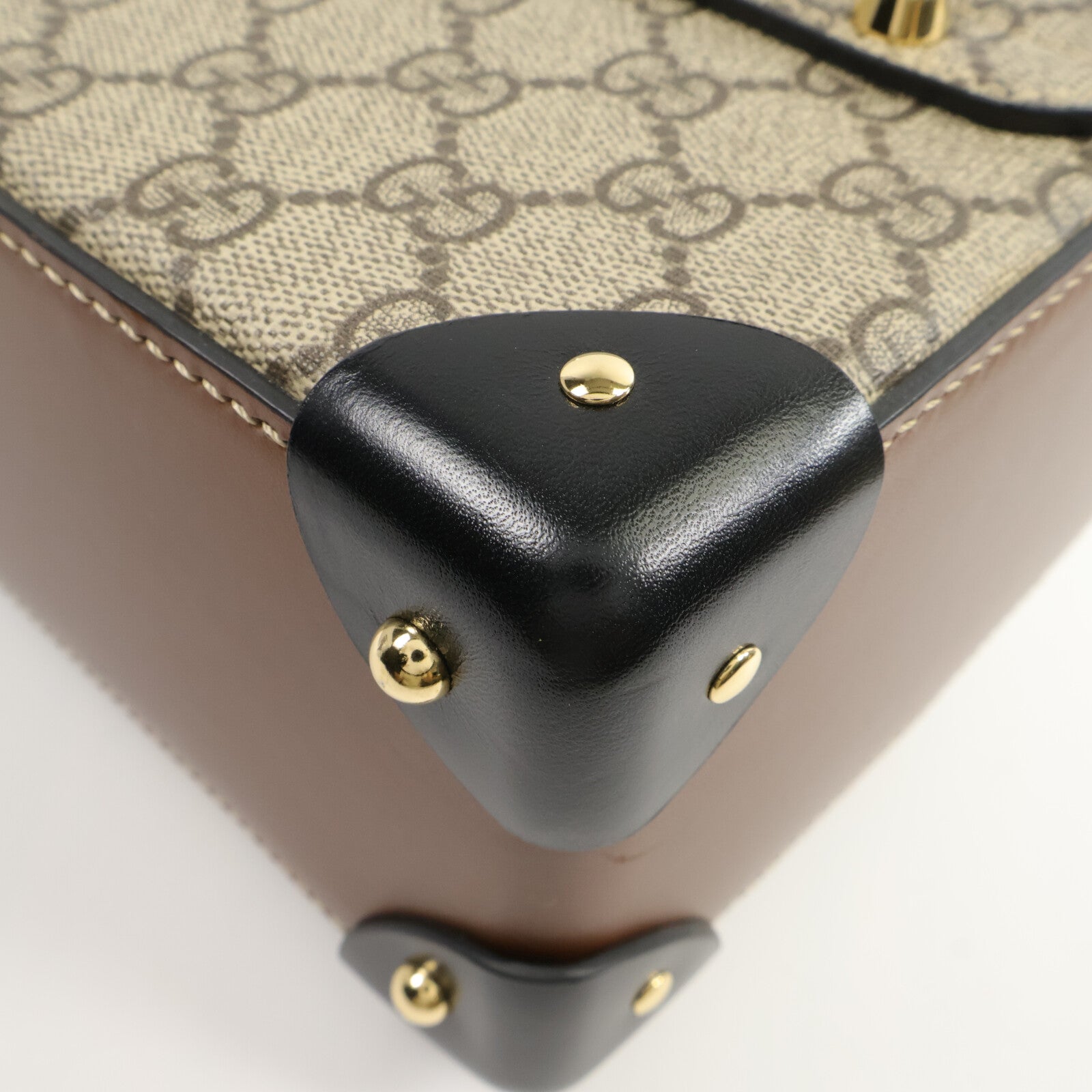 GUCCI 塗層帆布Padlock GG Small Bamboo Top Handle鏈帶手挽肩背兩用袋