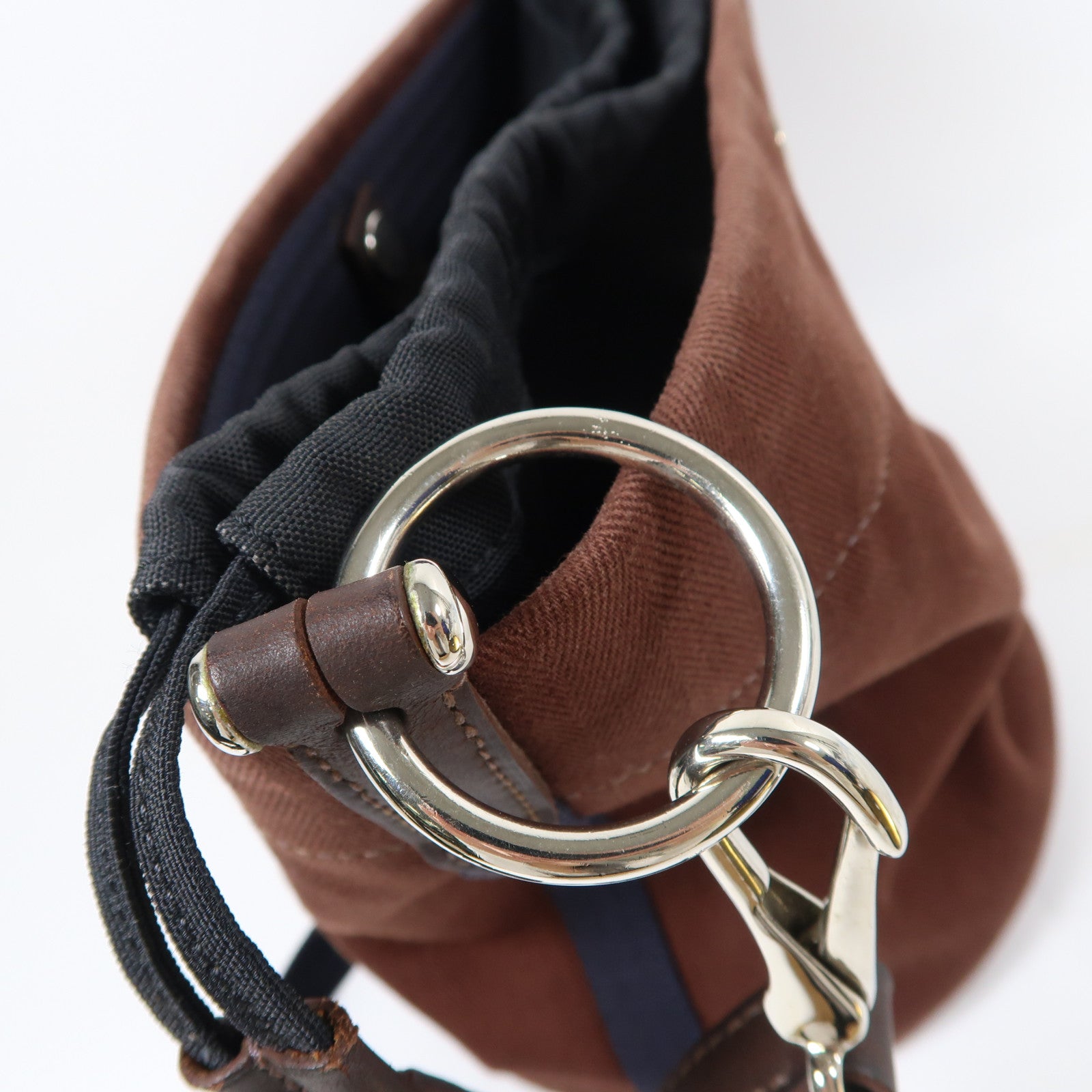 HERMES 帆布Bolso De Aseo銀扣肩背袋啡色