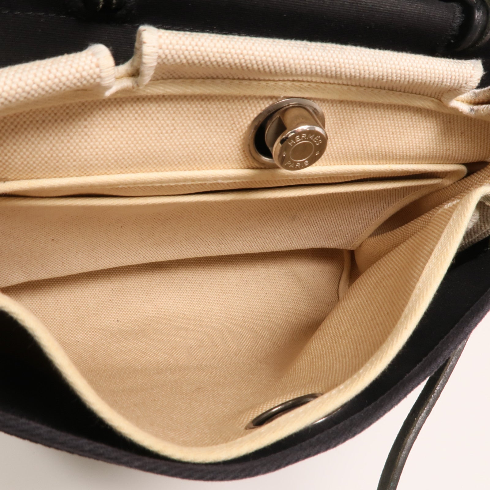 HERMES 帆布Herbag 31銀扣手挽肩背兩用袋Noir