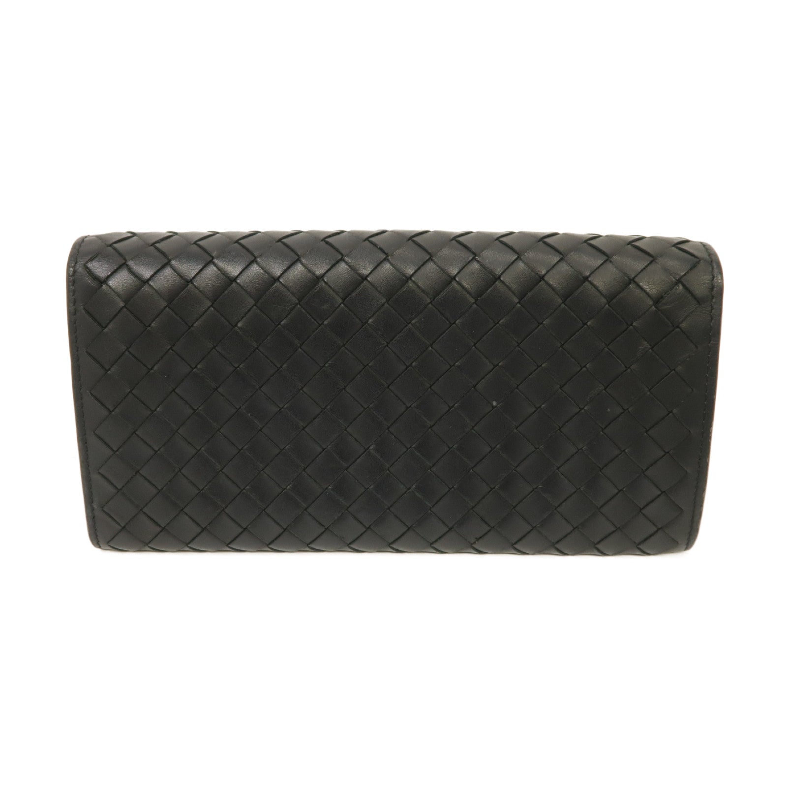 BOTTEGA VENETA 織紋皮革Long Wallet銀扣長錢包黑色