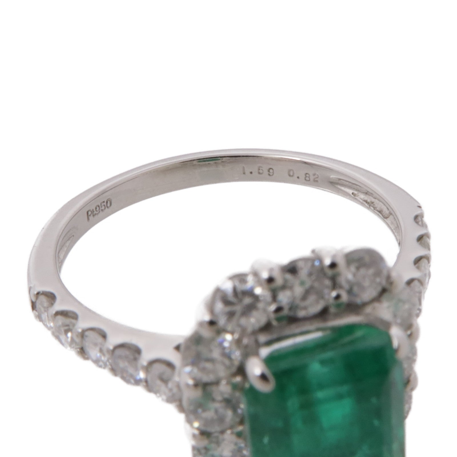 JEWELRY PT950鉑金Emerald Diamond Ring綠寶石/鑽石戒指US#6