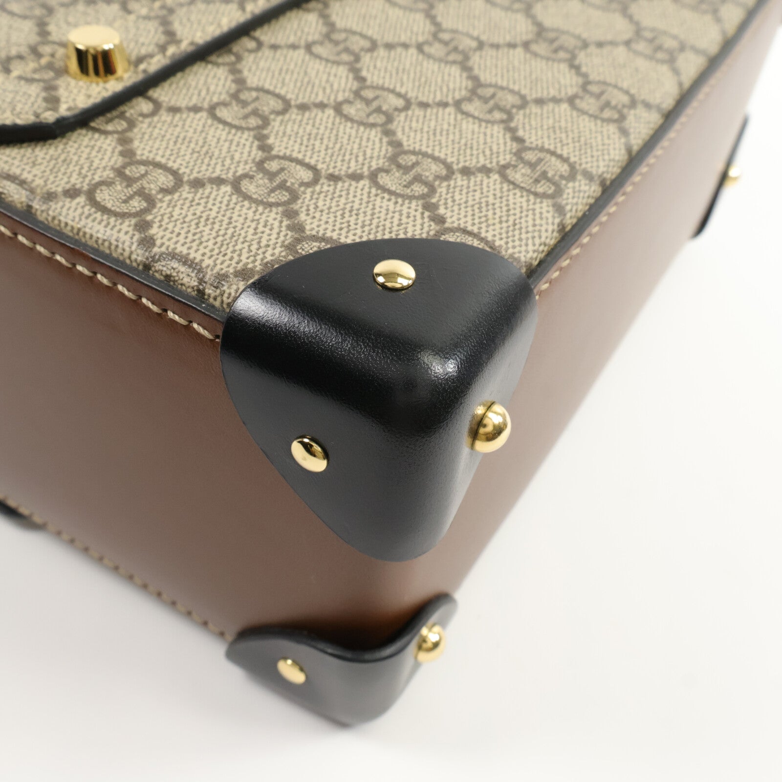 GUCCI 塗層帆布Padlock GG Small Bamboo Top Handle鏈帶手挽肩背兩用袋
