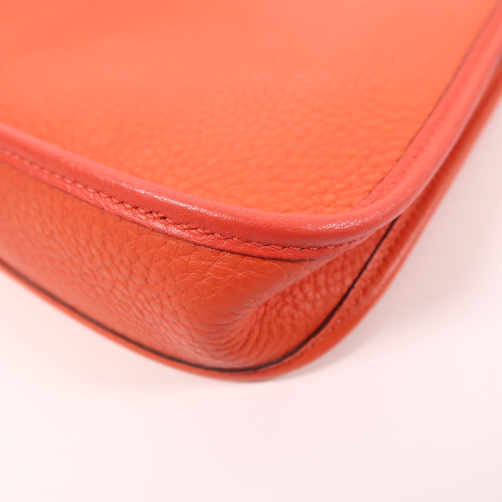 HERMES Clemence皮革Evelyne TPM銀扣肩背袋9J Feu