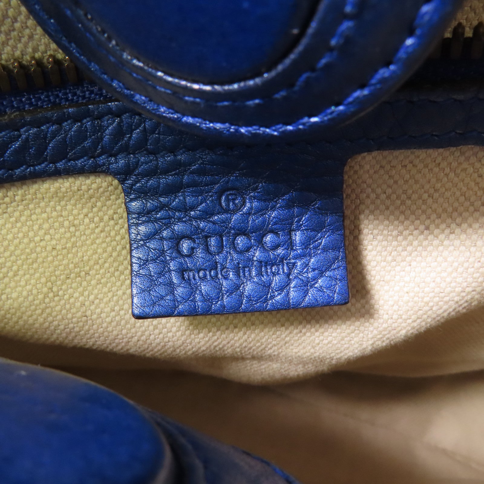 GUCCI GG Bamboo Handbag 336032 Calfskin Leather Blue