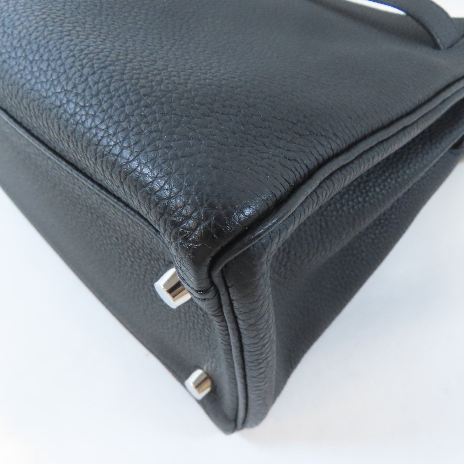 HERMES Togo皮革Kelly 28銀扣手挽肩背兩用袋Noir黑色