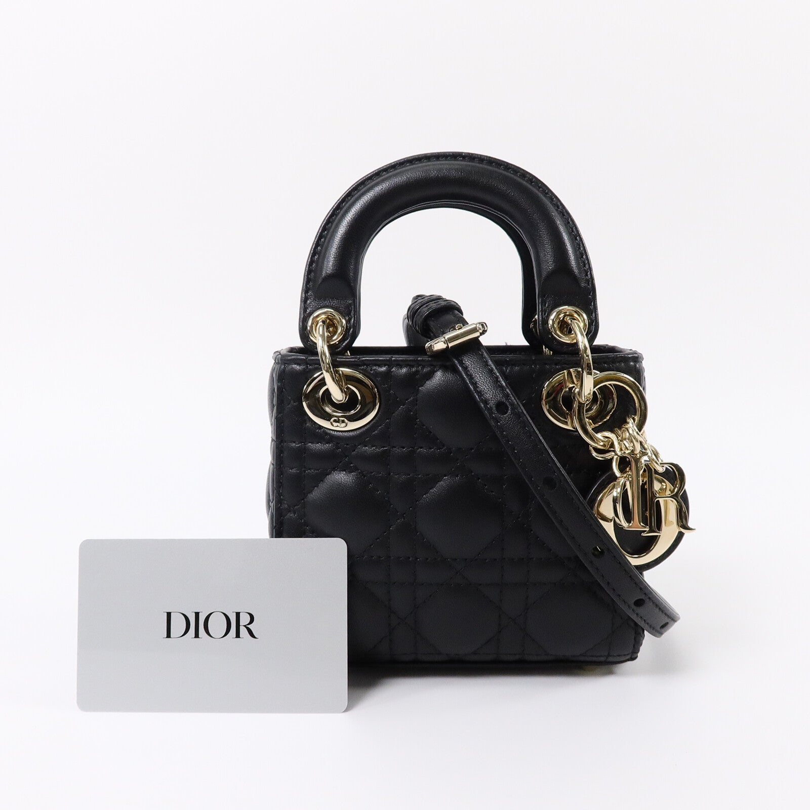 Dior 羊皮皮革Lady Dior Micro手挽肩背兩用袋