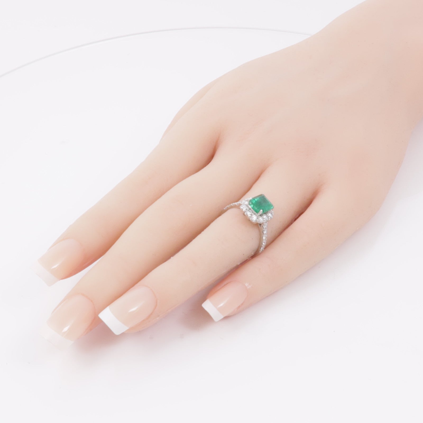 JEWELRY PT950鉑金Emerald Diamond Ring綠寶石/鑽石戒指US#6