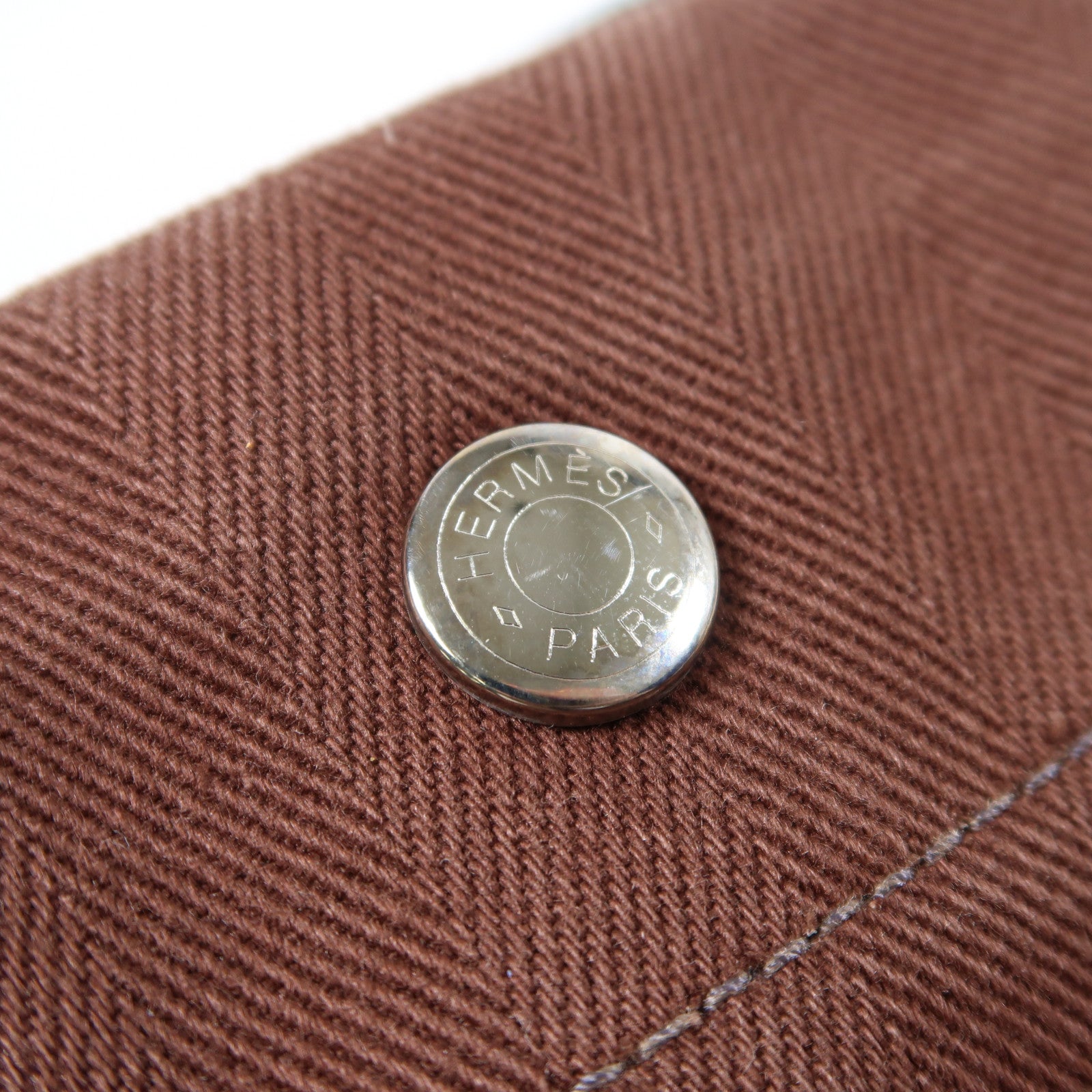 HERMES 帆布Bolso De Aseo銀扣肩背袋啡色