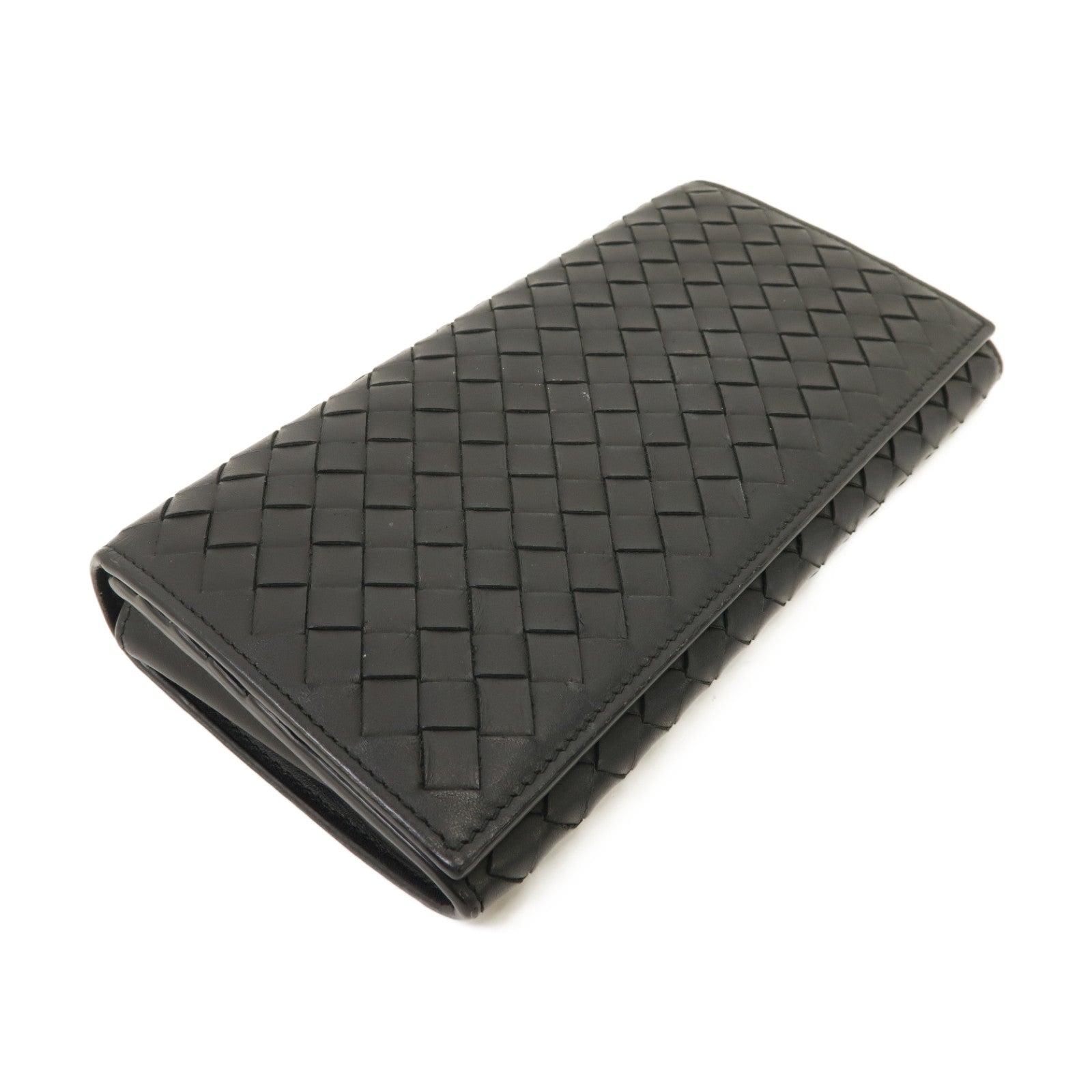 BOTTEGA VENETA 織紋皮革Long Wallet銀扣長錢包黑色