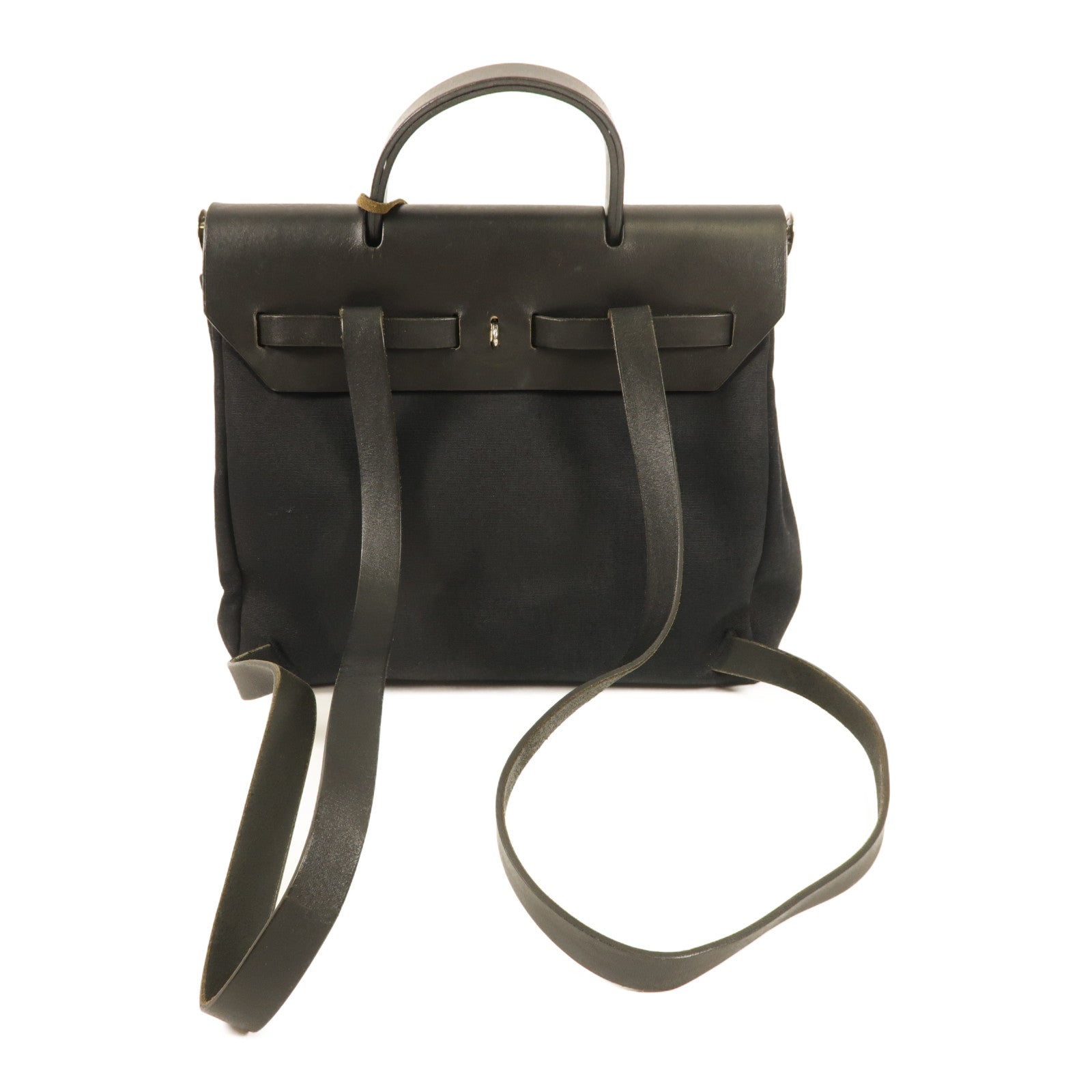 HERMES 帆布Herbag銀扣背包